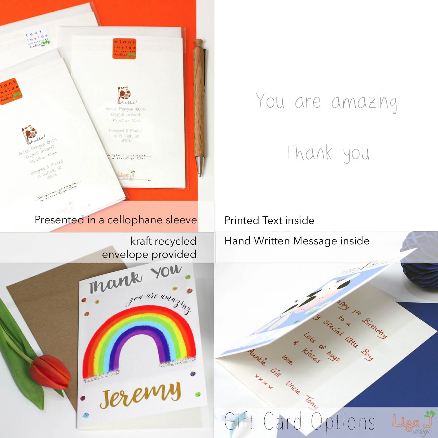 Little Rainbow Thank You Cards - 24 Greeting Cards With Envelopes