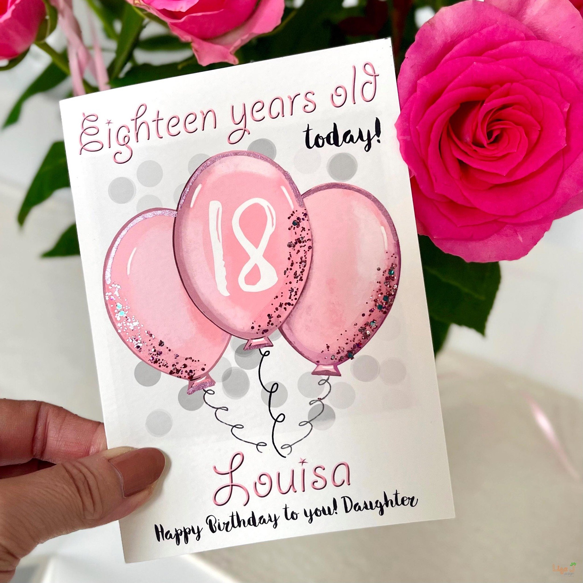 The popular balloon card has new colour options - shown here in light pink 🎈