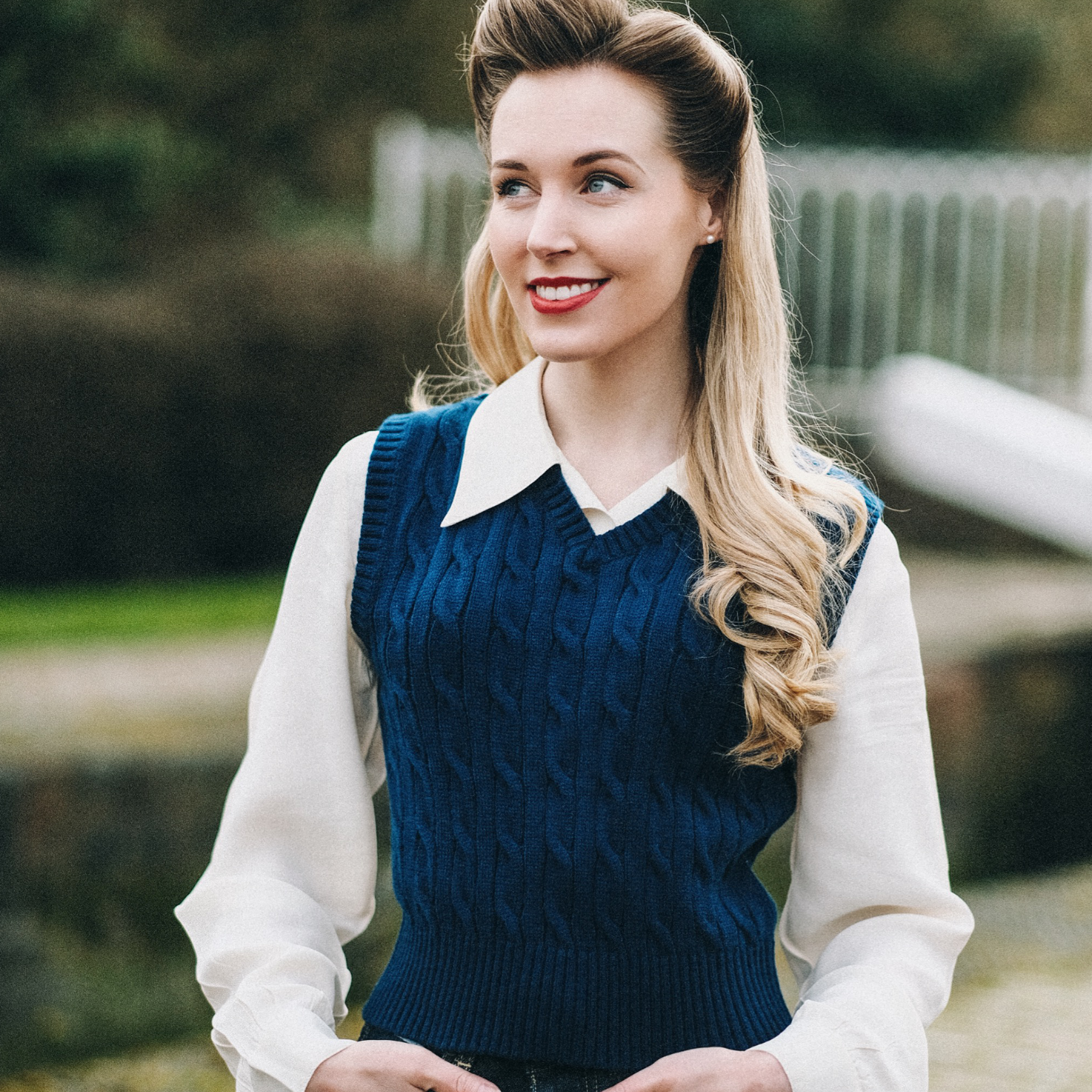 Cable Knit Slipover - Navy - Seamstress 