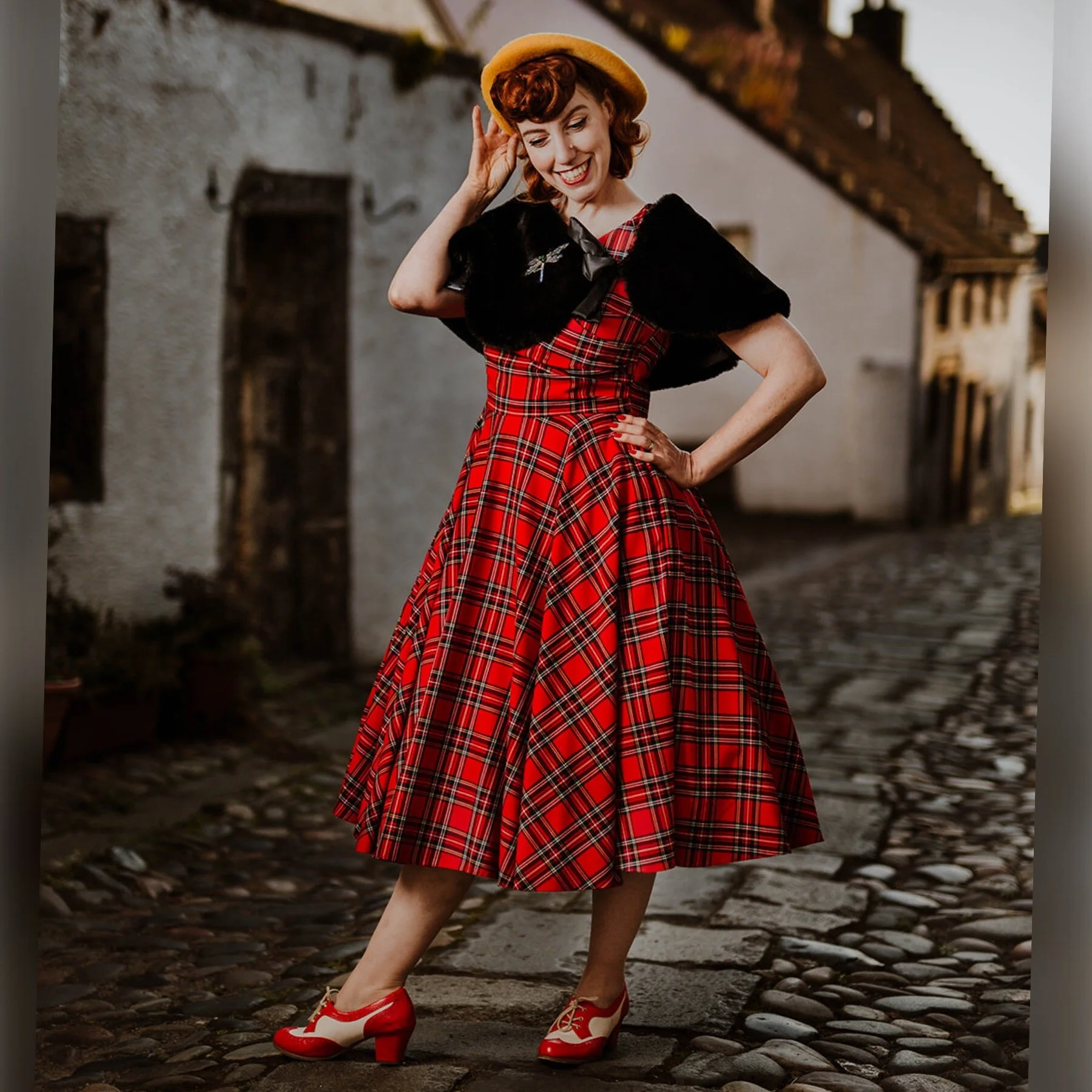 british retro tartan dress