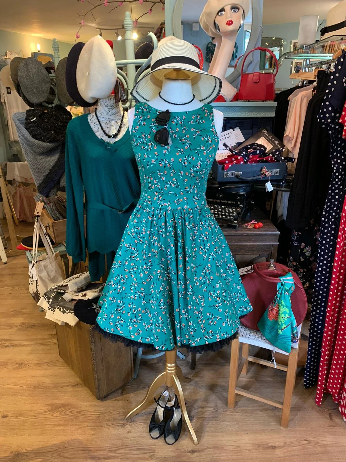 Tea Dress - Ditsy Jade Floral - Lady V 