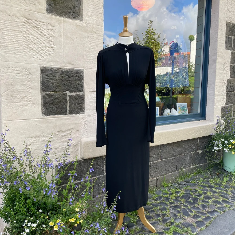 ossie clark black dress Vintage 1969 Iconic Ossie Clark England Couture Midi Dress main image 1