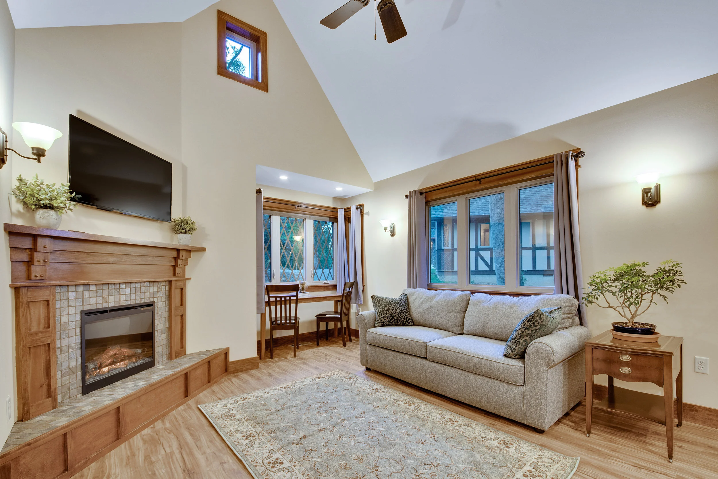 Cozy up with a fire in a storybook cottage