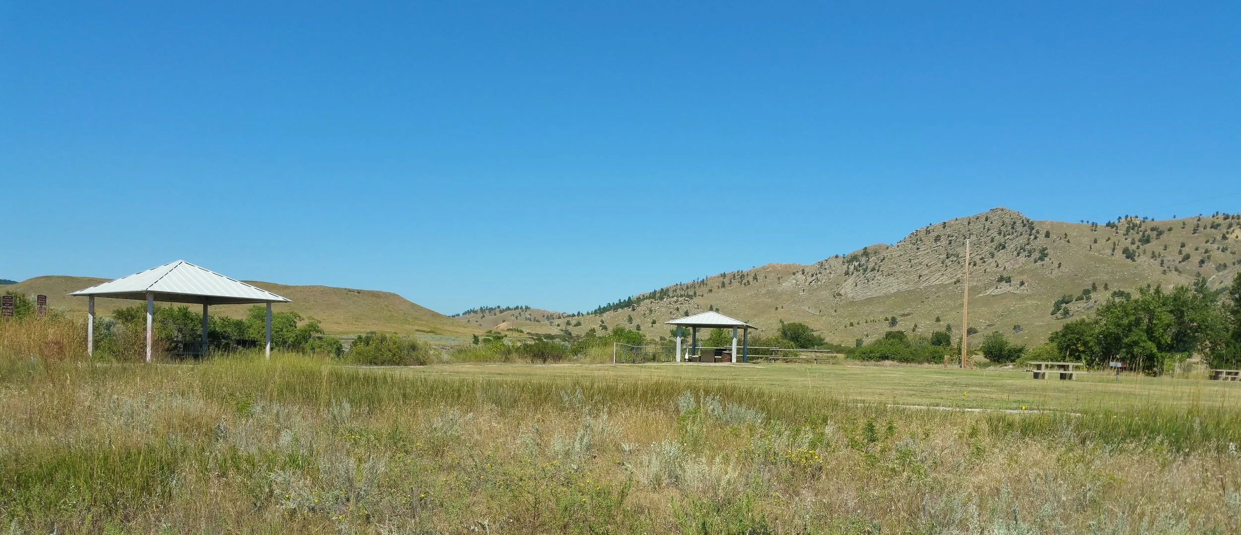 Picnic area at Cascade Falls is wide open and pretty hot.