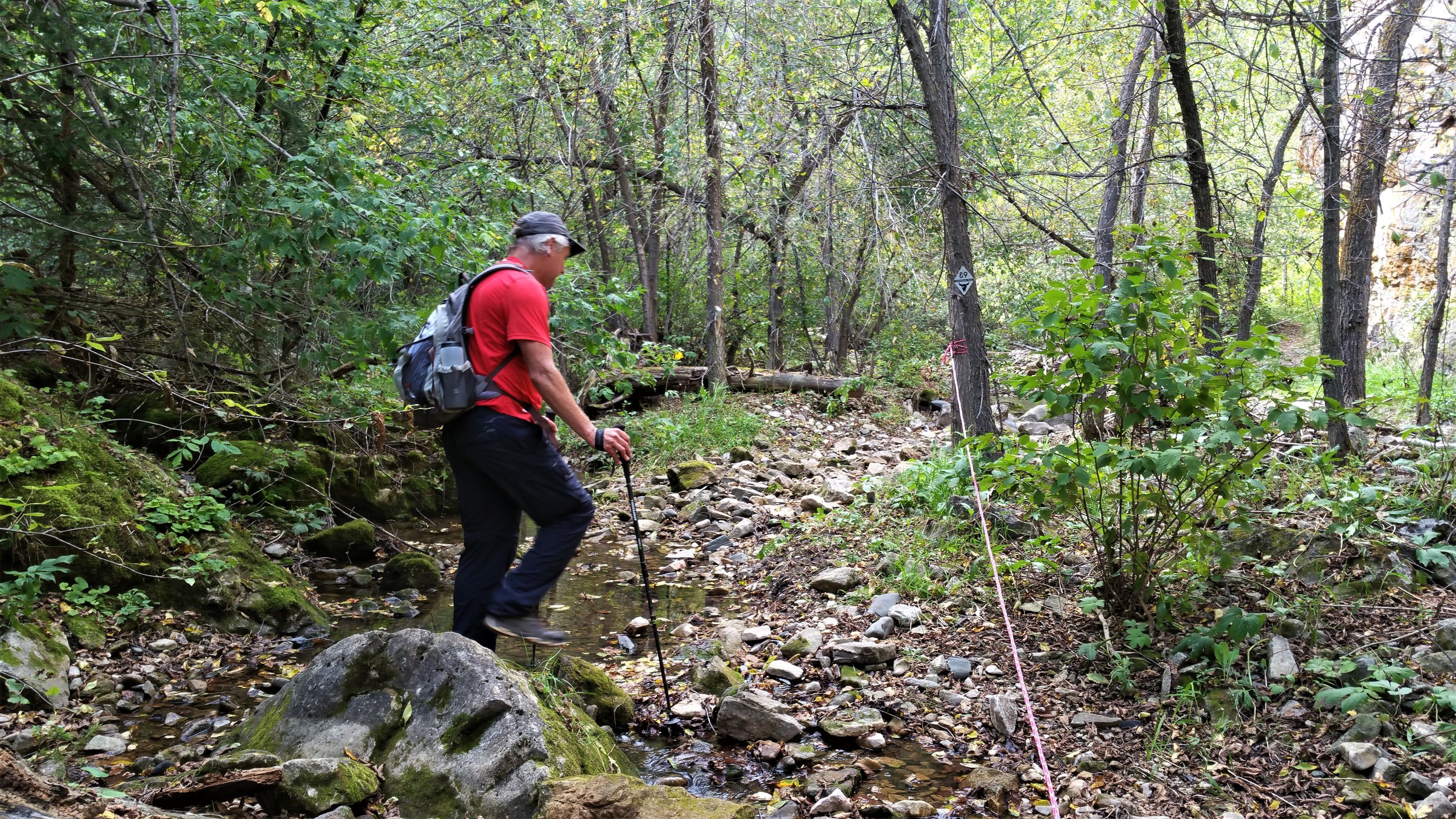 Cross the creek a total of 5 times - prepare to get wet.