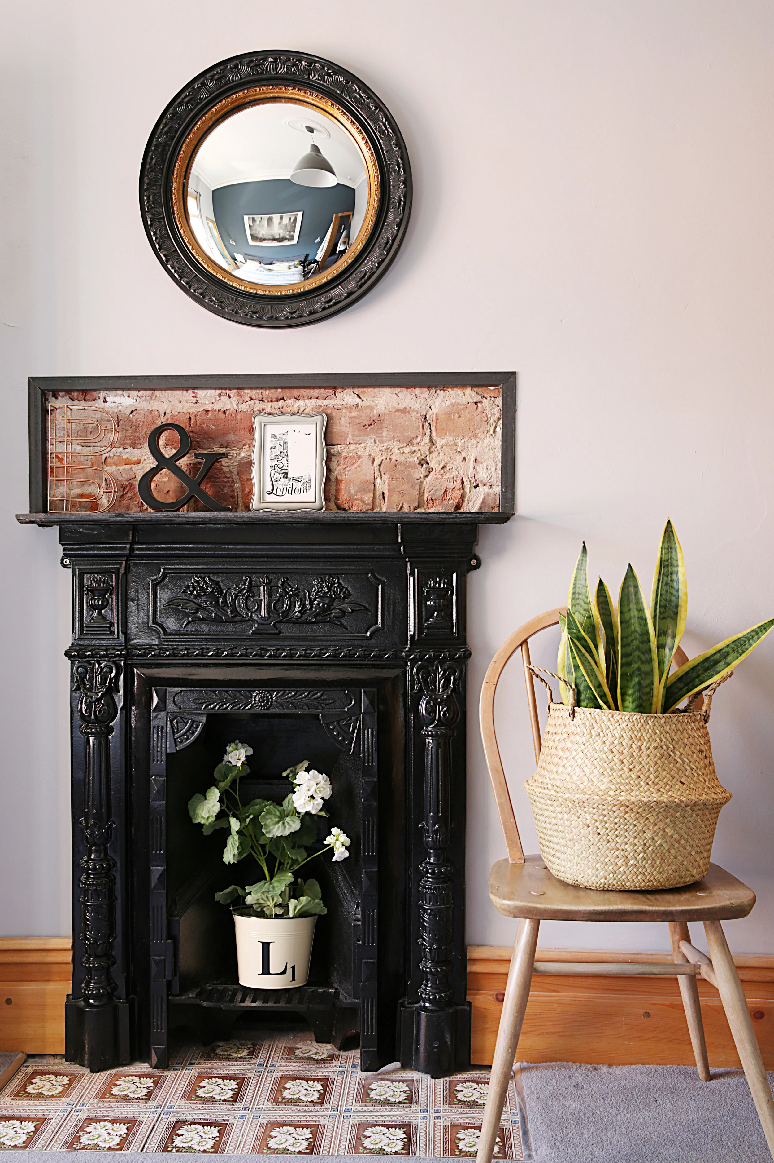 Newly installed fireplace in master bedroom
