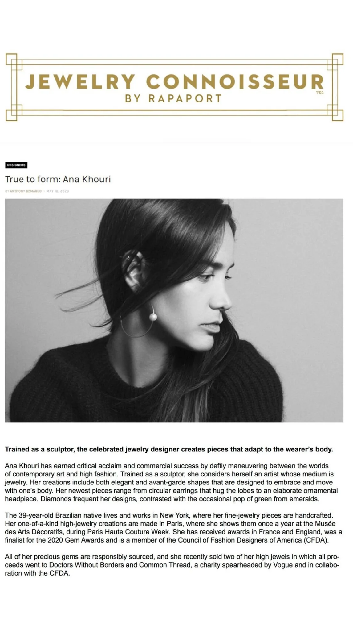 JewelryConnoisseur.net by Rapaport | True to form: Ana Khouri