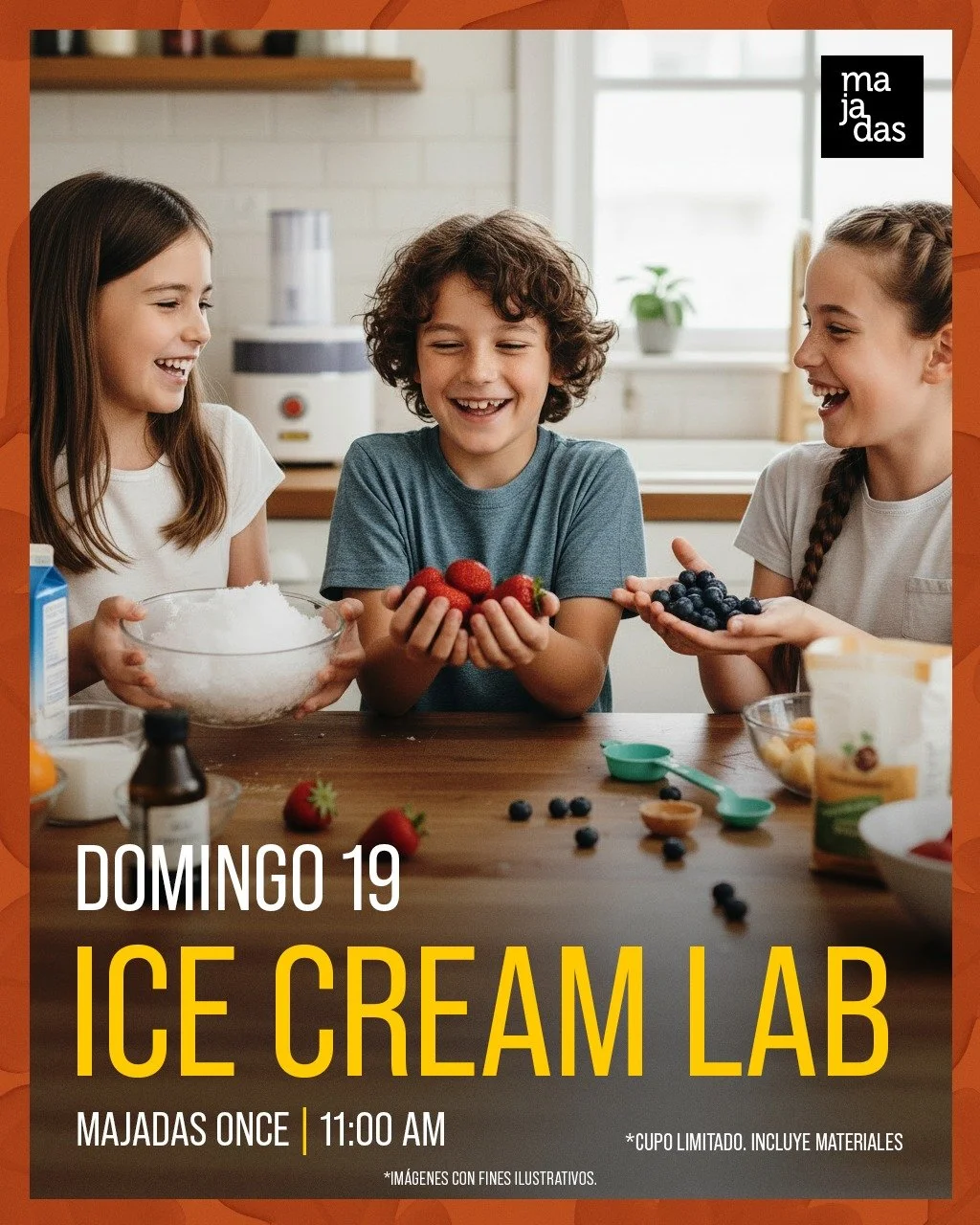 Convi&eacute;rtete en cient&iacute;fico por un d&iacute;a y crea tu propio helado en nuestro divertido Ice Cream Lab.

Majadas ONCE
Domingo 19 de octubre | 11am 
*Cupo limitado ** Incluye materiales

#MajadasONCE #M&aacute;sDeLoQueImaginas #Helado #C