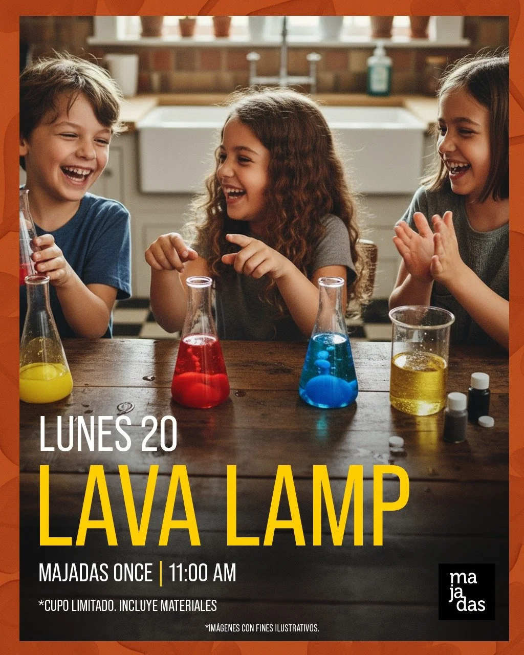 Un lunes interactivo en Majadas ONCE. Experimenta y crea una l&aacute;mpara de lava llena de color y movimiento. 

Majadas ONCE
Lunes 20 de octubre | 11am 
*Cupo limitado ** Incluye materiales

#MajadasONCE #M&aacute;sDeLoQueImaginas #LavaLamp #Majad