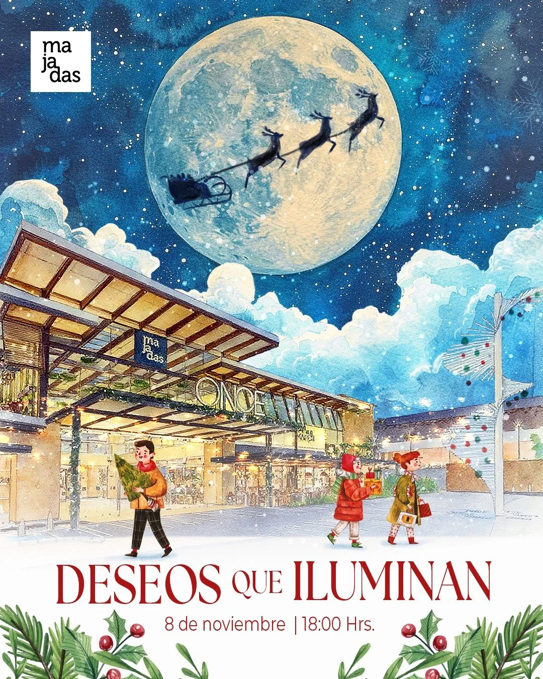 Falta muy poco para que la Navidad ilumine Majadas. ¿Listo para vivir la magia? ✨ 
Te esperamos este 8 de noviembre a las 18:00 hrs para darle vida a tus deseos.
#DeseosQueIluminan #EncendidoNavideño #Majadas #Navidad2025