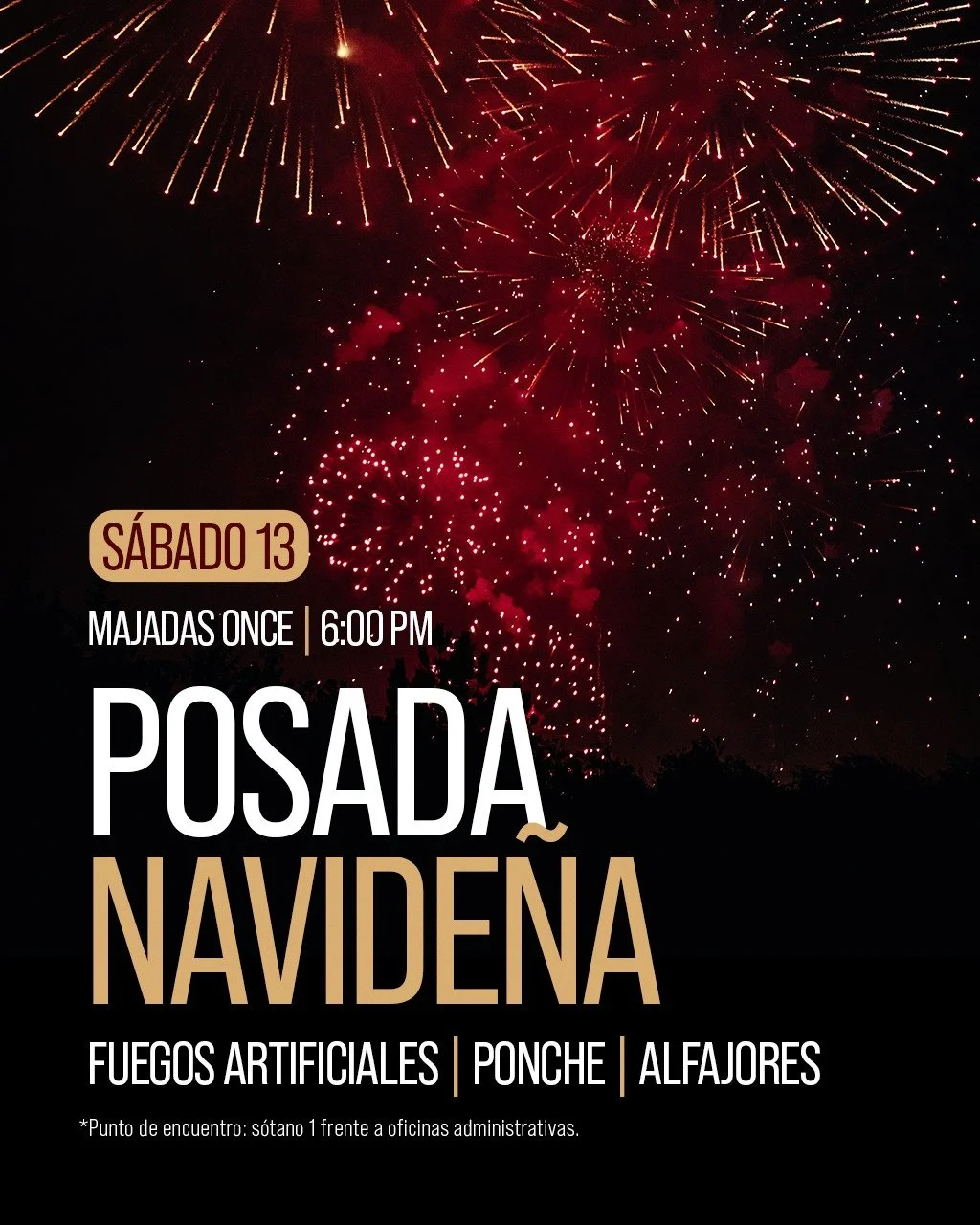 La magia de la Navidad nos re&uacute;ne ✨
Acomp&aacute;&ntilde;anos este s&aacute;bado 13 a celebrar juntos la Posada Navide&ntilde;a en Majadas ONCE. 🎄 

Punto de reuni&oacute;n: S&oacute;tano 1 frente a oficinas administrativas

#PosadaNavide&ntil