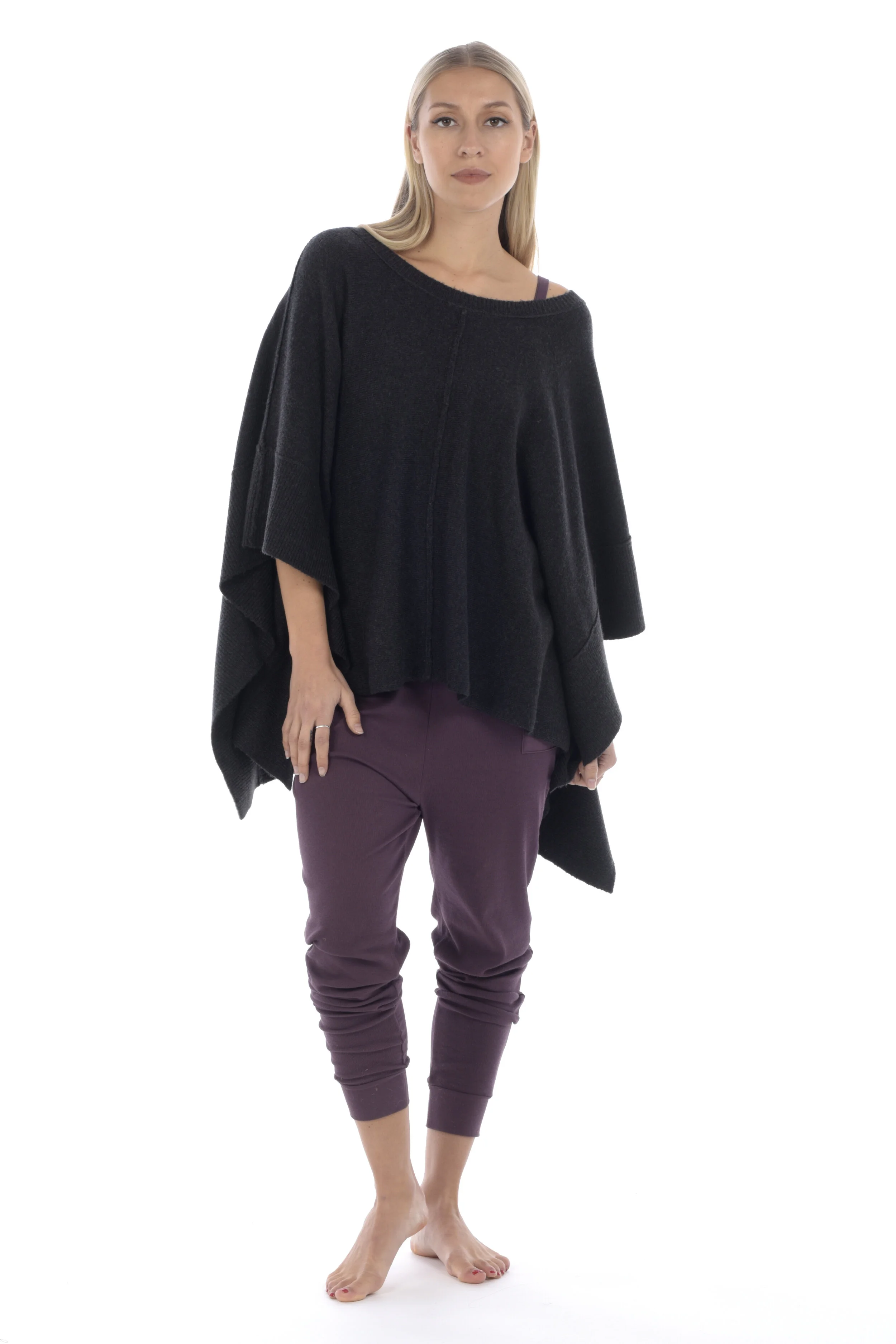 womens poncho in black - Paper Label.jpg