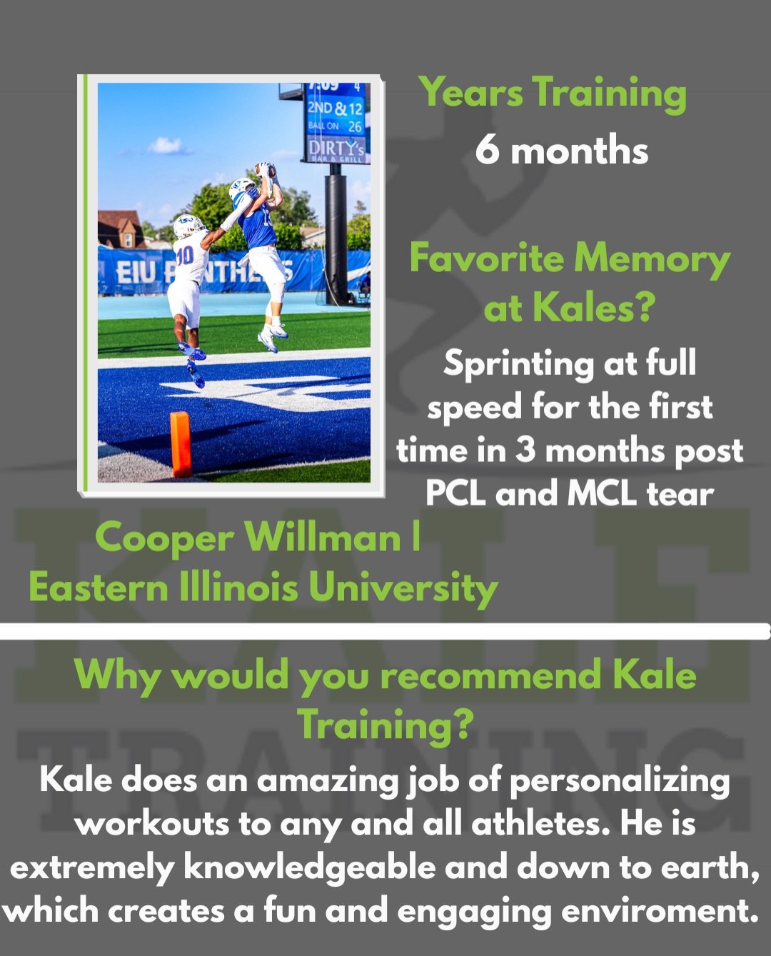 🚨Athlete Spotlight: @cooper.willman @cw_training13 

⚡️ Huge shoutout to Coop, former football athlete from Eastern Illinois University for putting in the work and trusting the process. Personalizing every rep, every protocol, and every recovery pat
