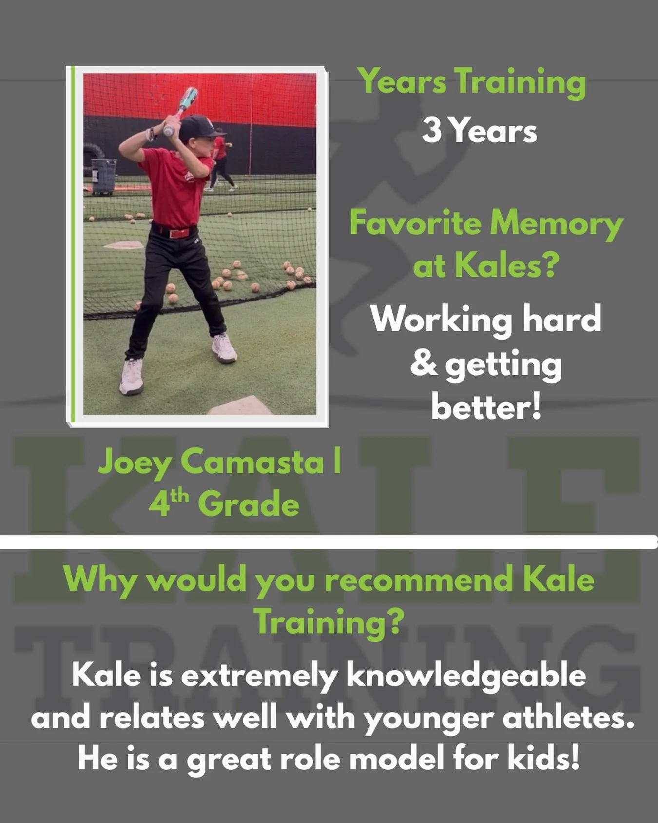 🚨Athlete Spotlight: ⚾️ Joey Camasta @alison.camasta 

Shoutout to Joey Camasta!  Joey is in 4th grade and has been putting in the work with us for 3 years now. His favorite part of training? Working hard and getting better every single session!

Joe