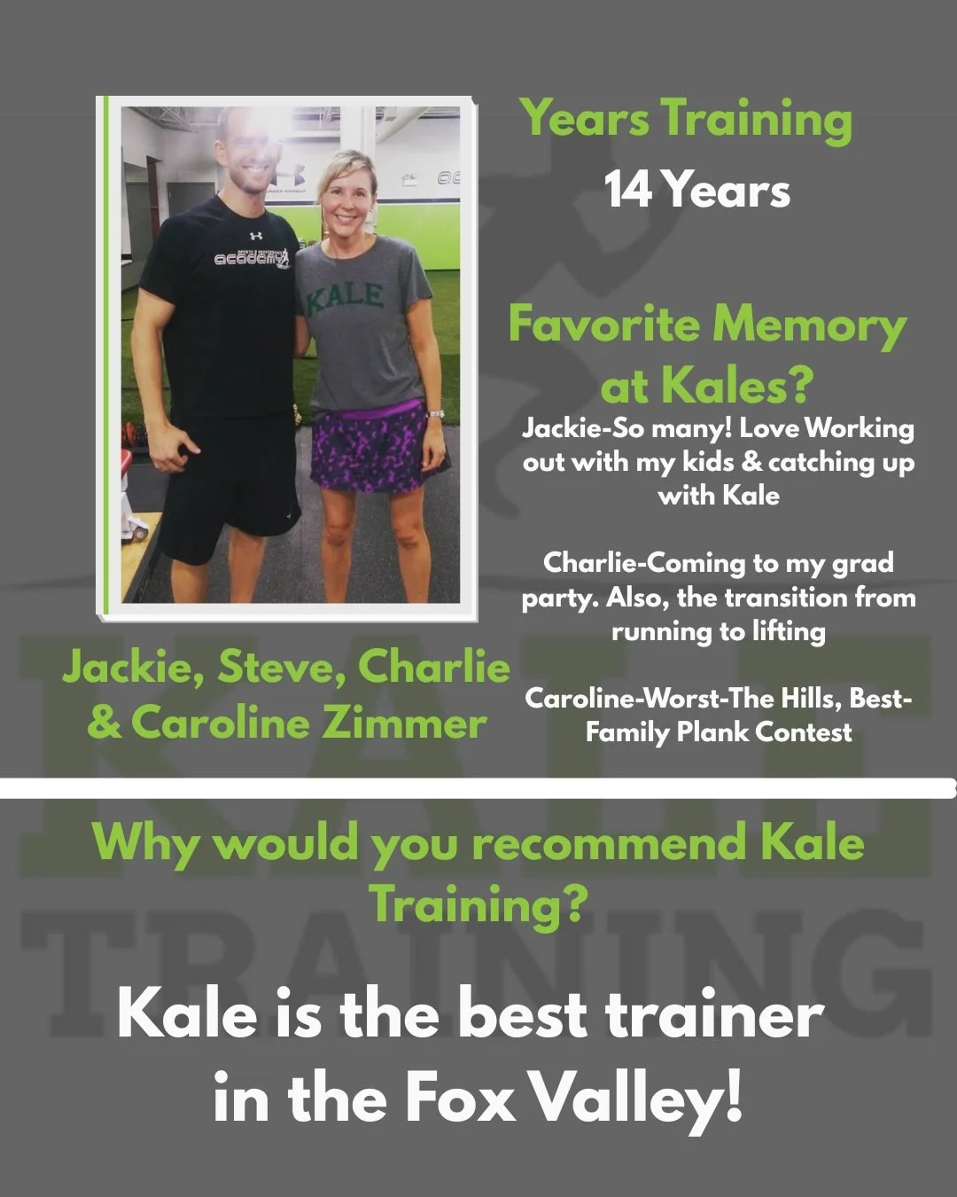 🚨Athlete(s) Spotlight: Steve, Jackie, Charlie, and Caroline

When you train a family like the Zimmers for over a decade, they become so much more than clients&mdash;they become family.  From family plank contests to watching milestones and seeing th