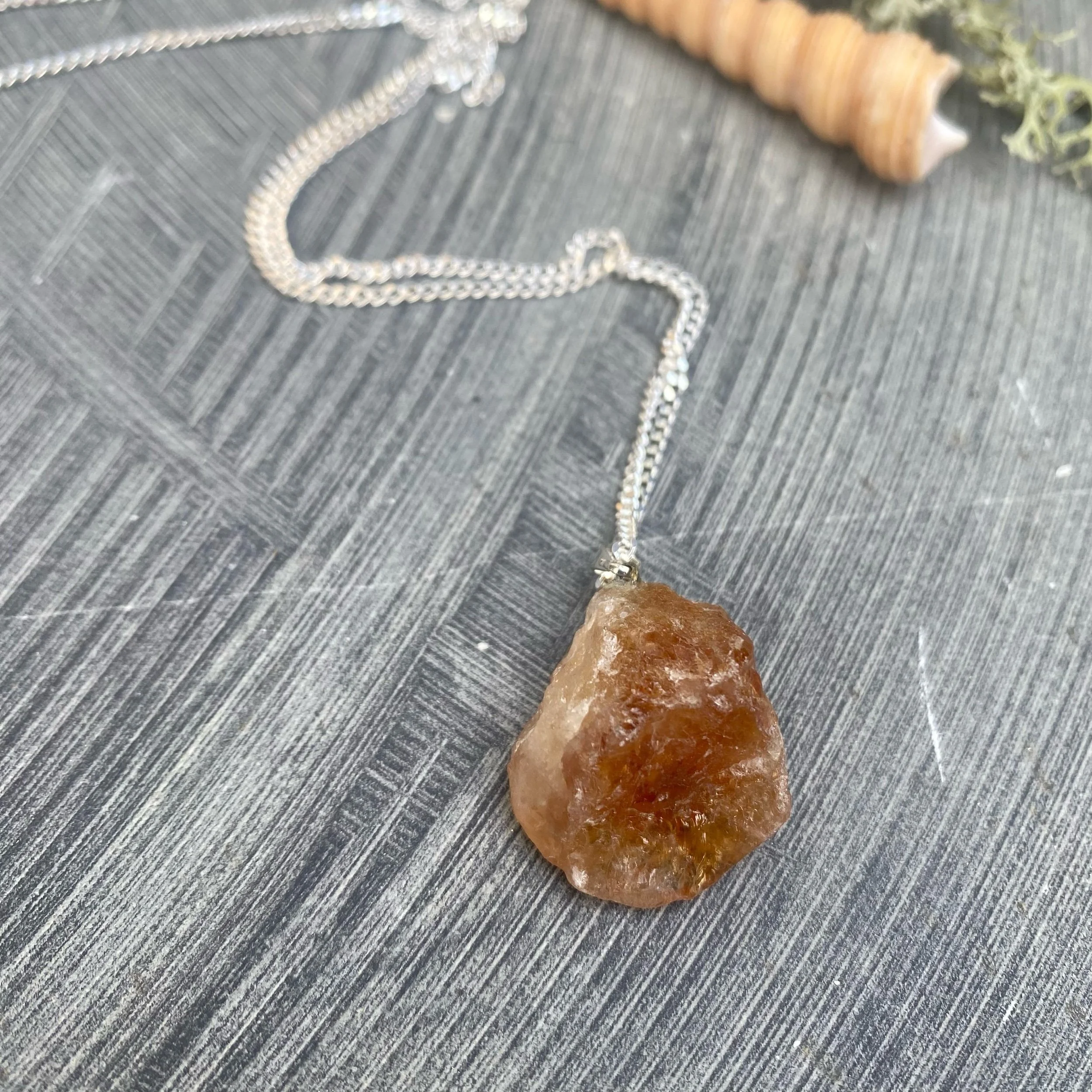 Joyful rough Citrine Sterling silver Long necklace