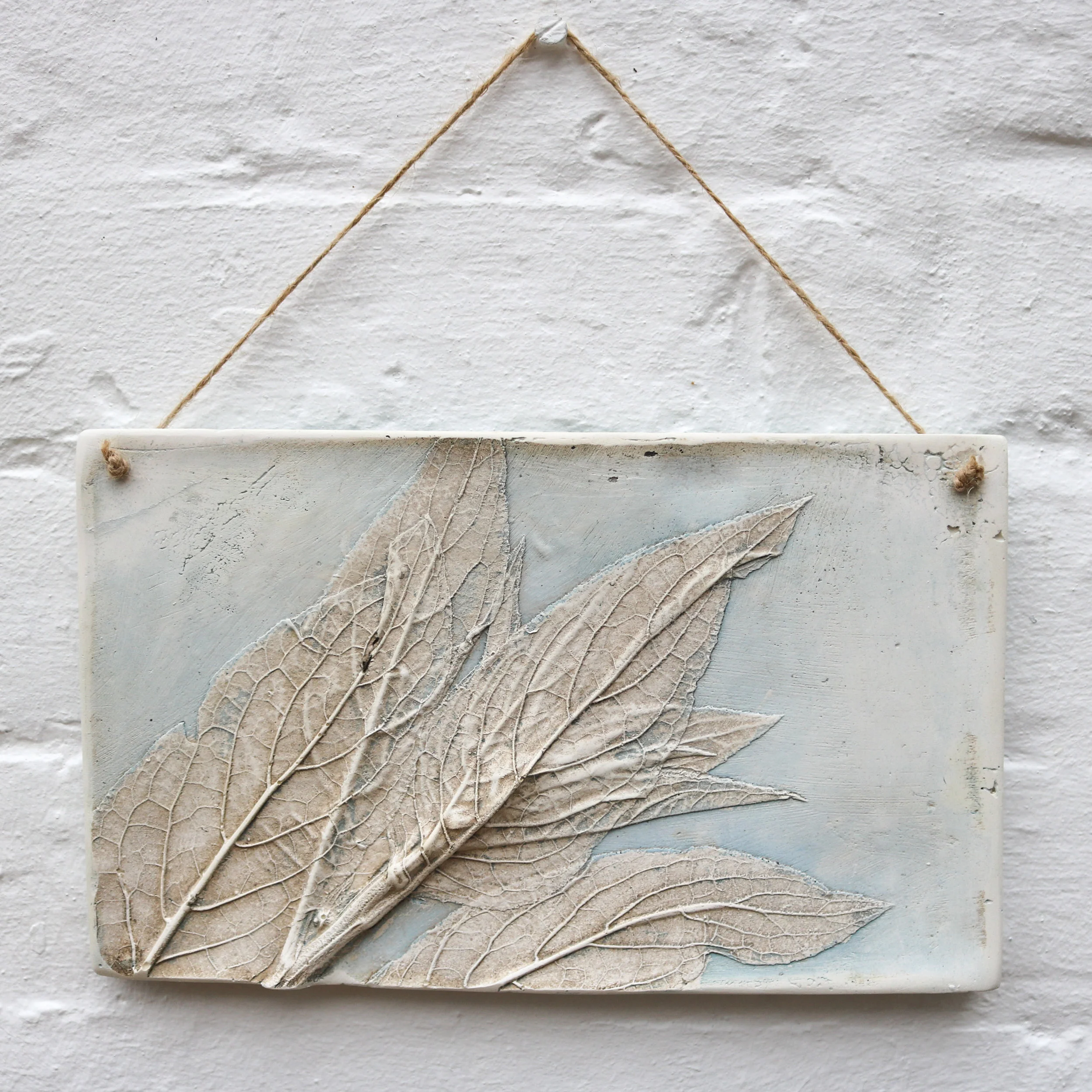 Green Alkanet Leaves Plaster Cast Wall Hanging