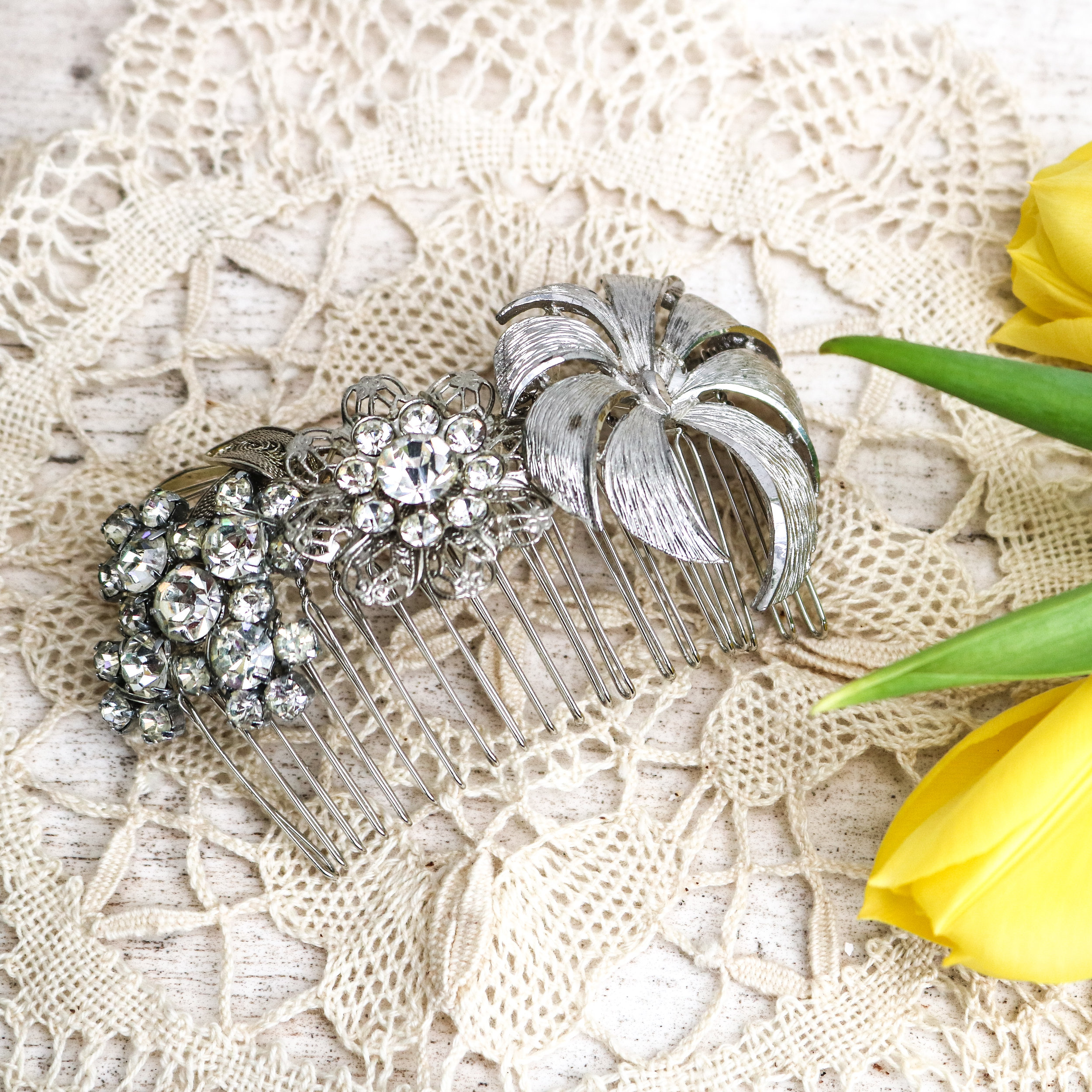 Something Old with A Story Told Crystal Vintage Hair Comb