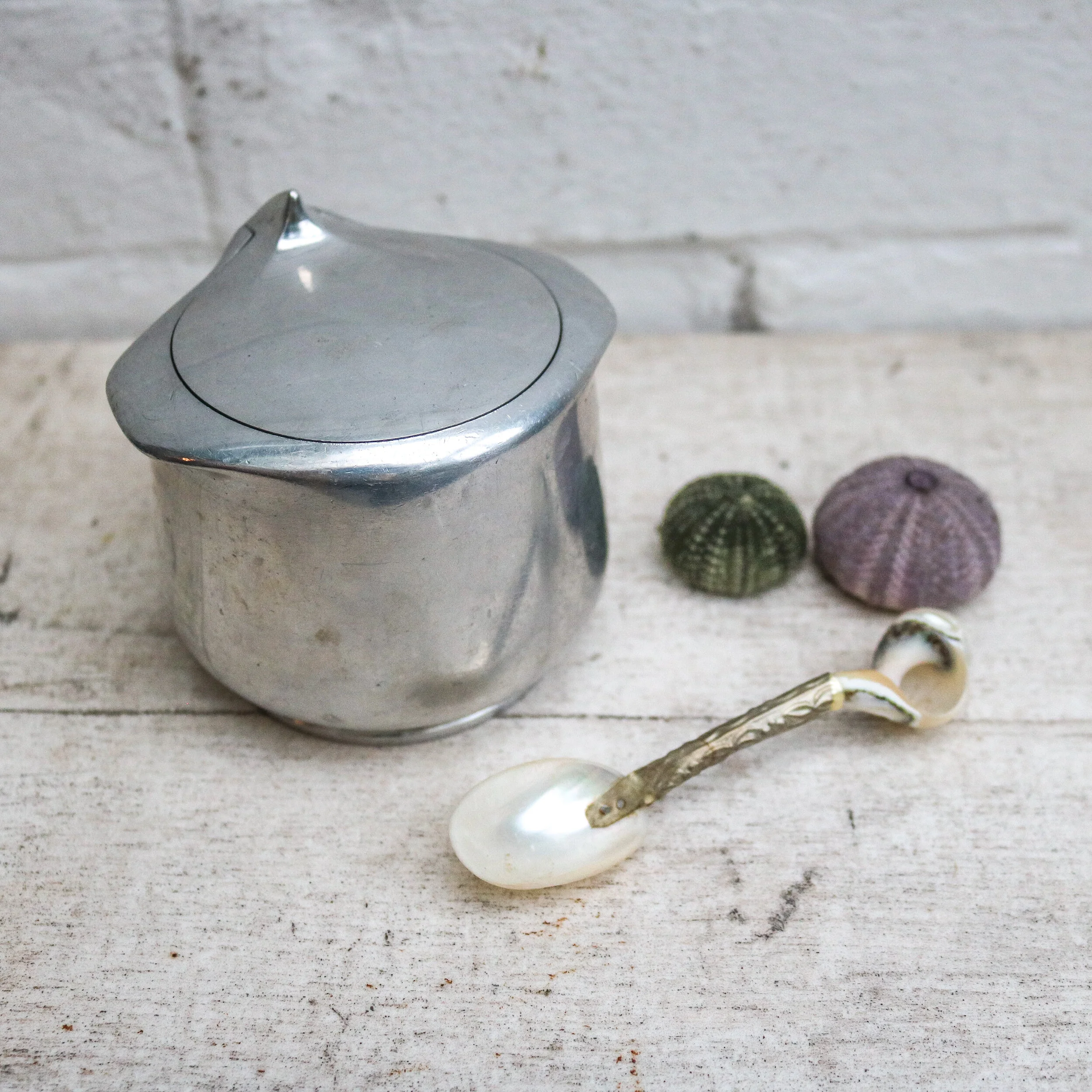 mid century piquot ware sugar bowl