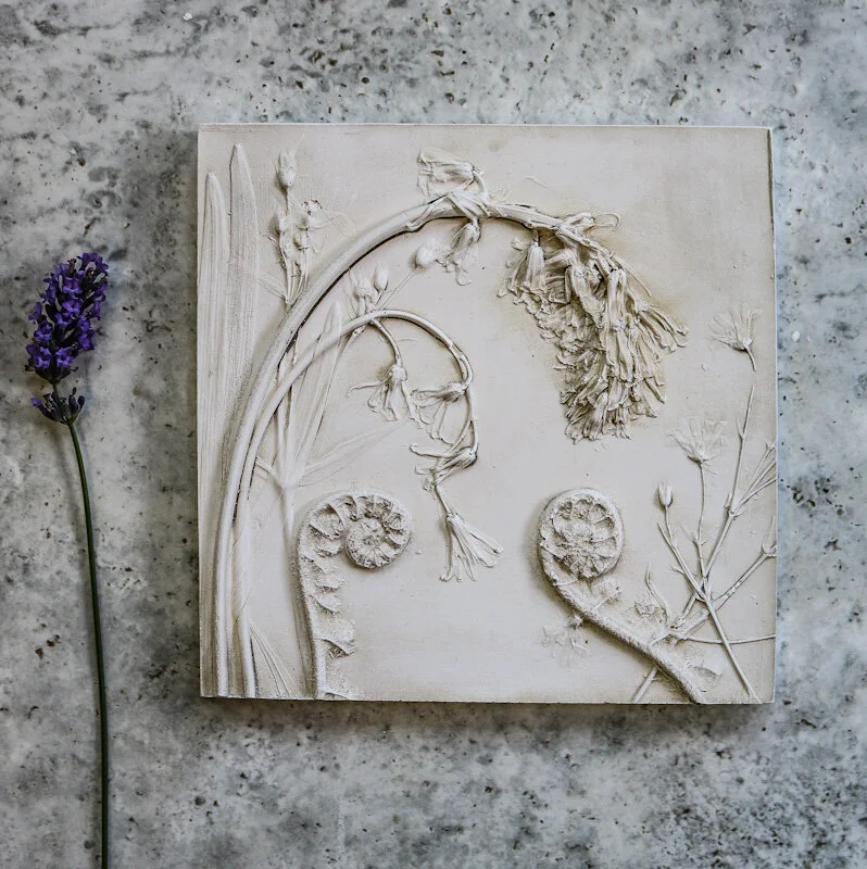 Bluebells and Curly Ferns Botanical Cast Wall Hanging