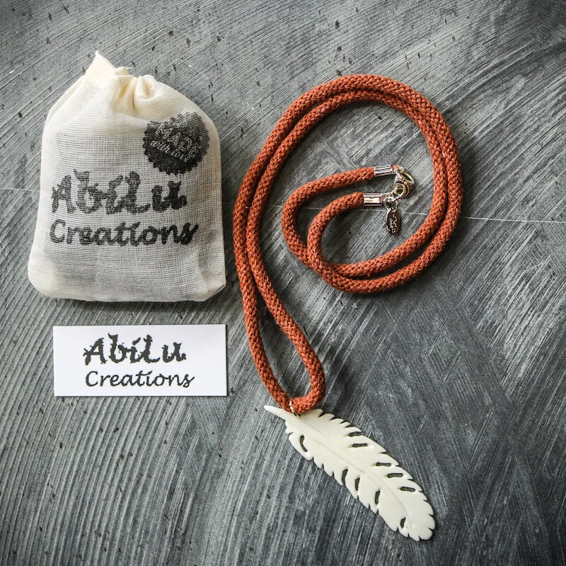 RUST BOHEMIAN ANGEL'S FEATHER NECKLACE (End Of line)