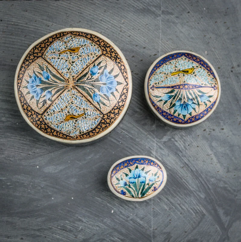 Vintage Papier Mache Painted Jewellery Boxes