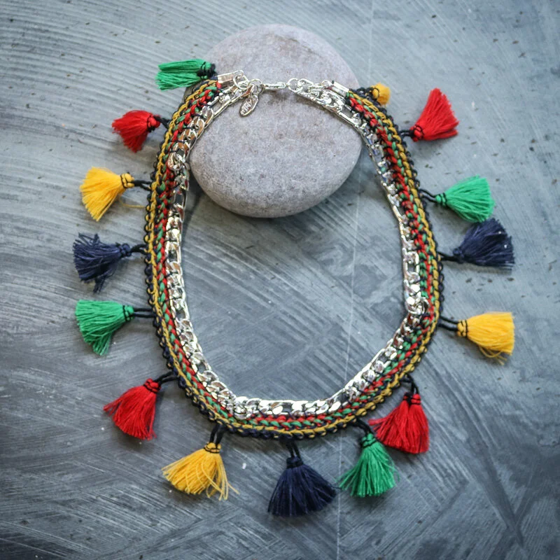 Muliti Coloured Tassel Necklace