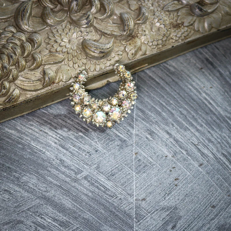 Vintage Crescent Crystal Brooch