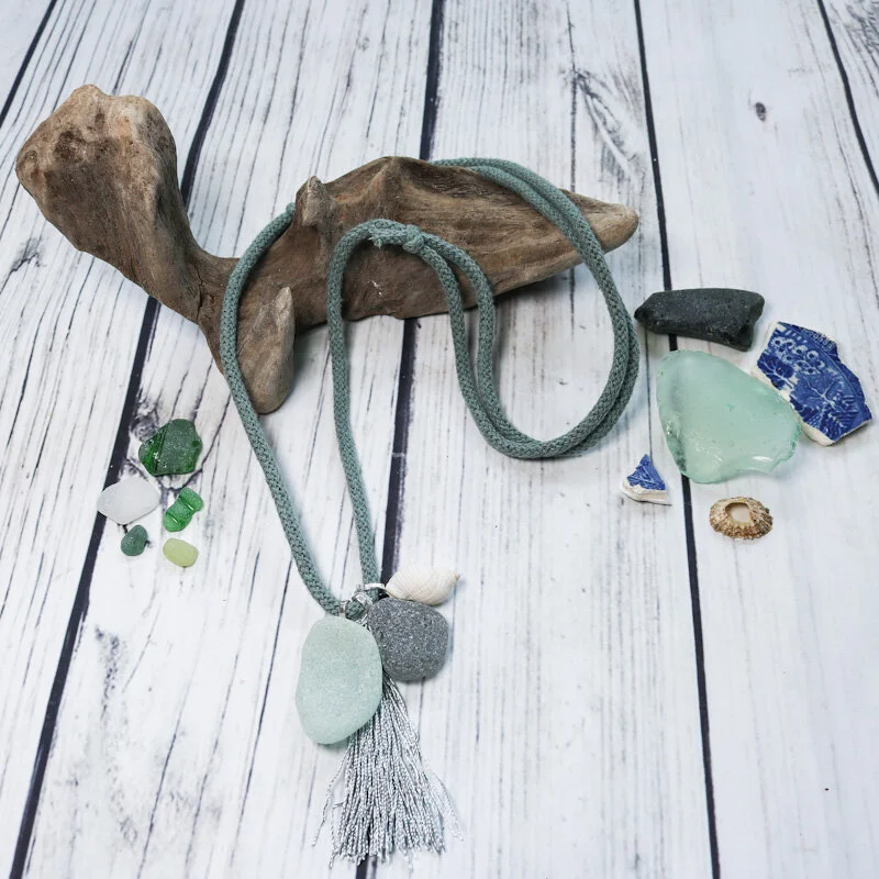 Seashore Dreamer Sea Glass Tassel Necklace