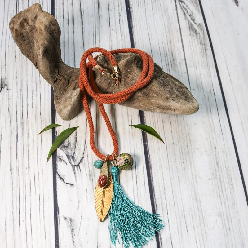 Long Tassel Charm Necklace