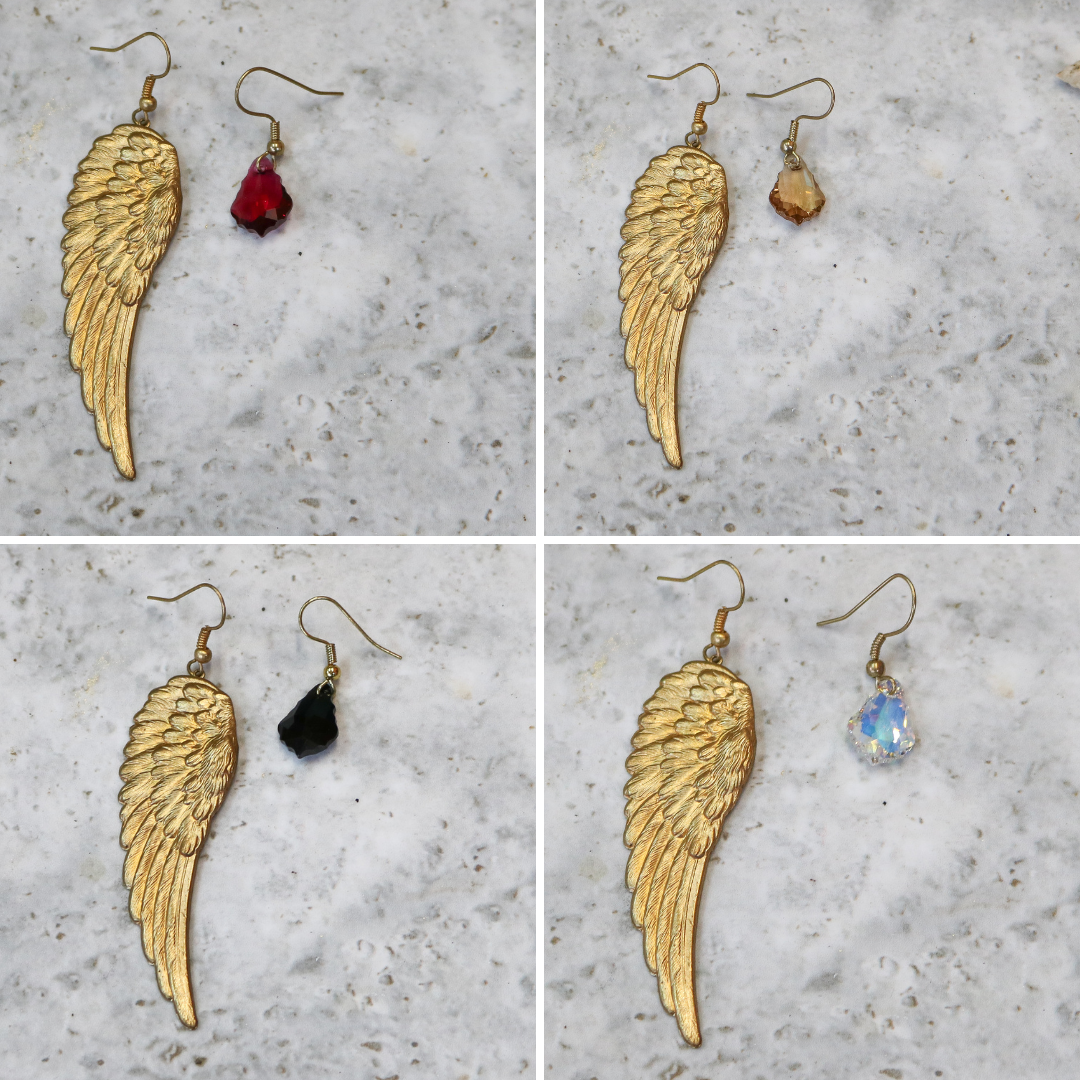 Crystal Angel Wing Earrings (end of Line)