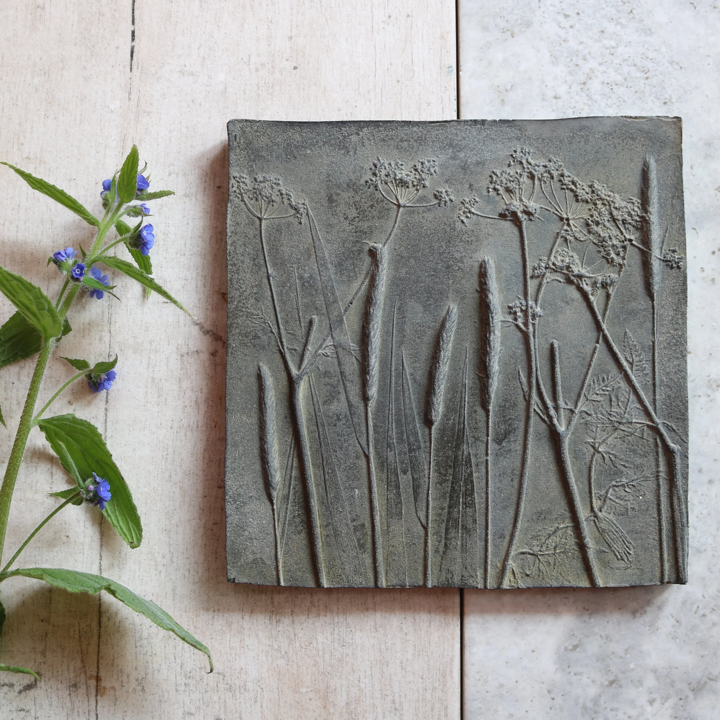 Charcoal Jesmonite Stone Outdoor Botanical Cast
