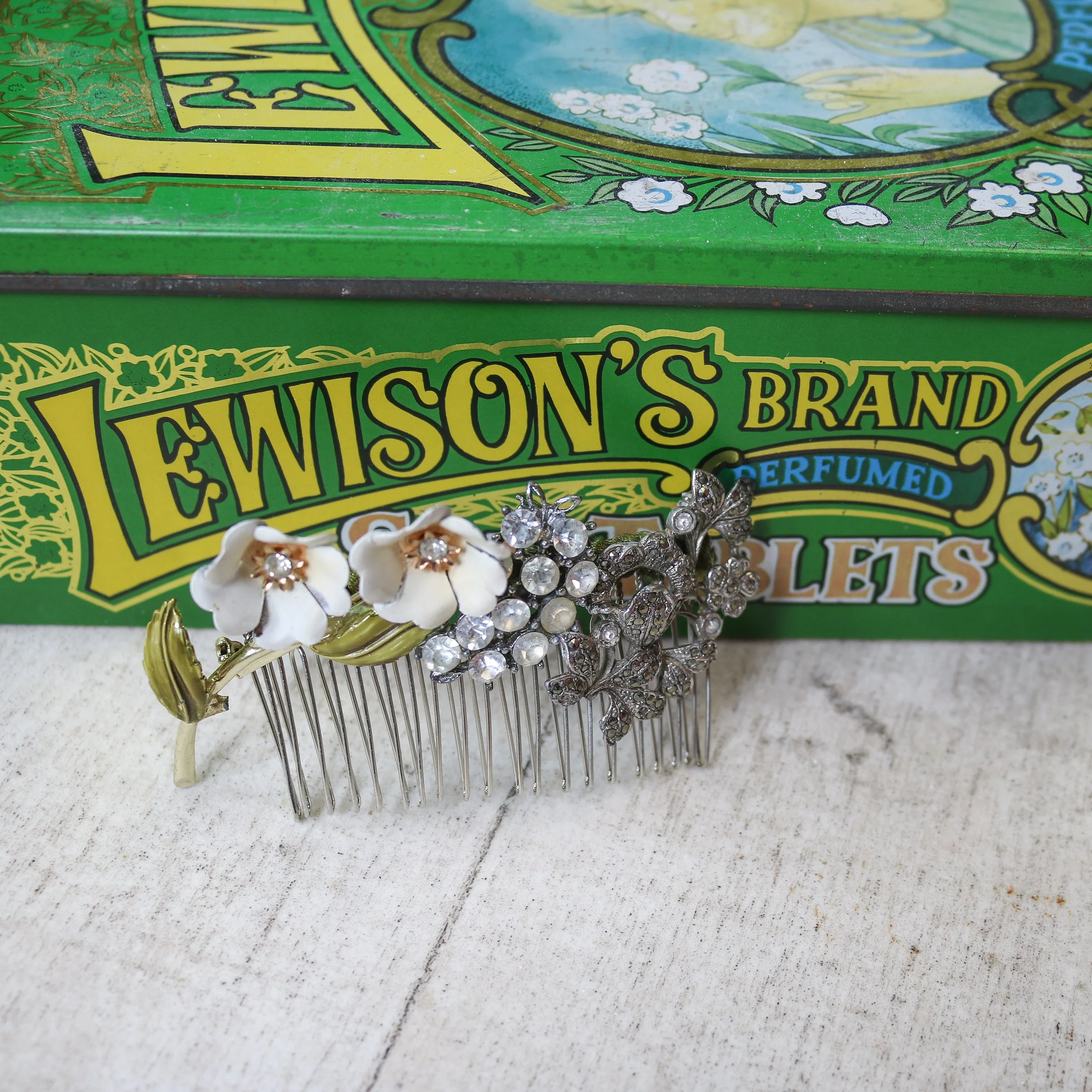 Re-worked Vintage Brooch Floral Hair Comb