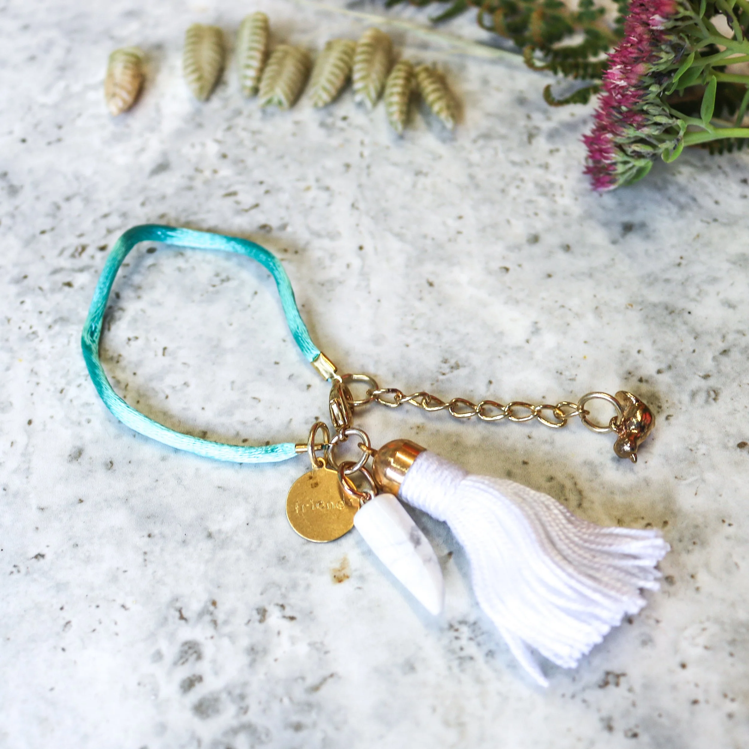 Mindful Howlite Tassel Friendship Bracelet
