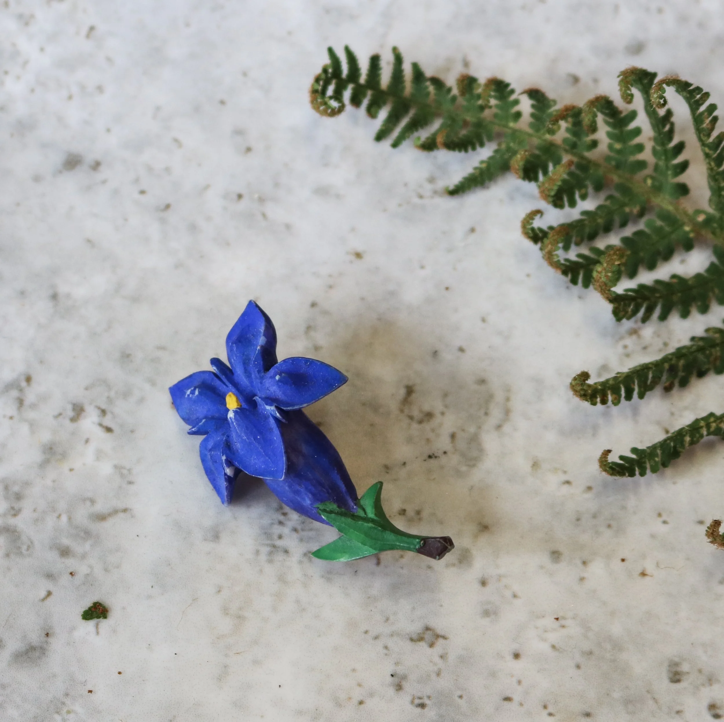 Early hand painted Plastic Celluloid Edelweiss Flower Brooch