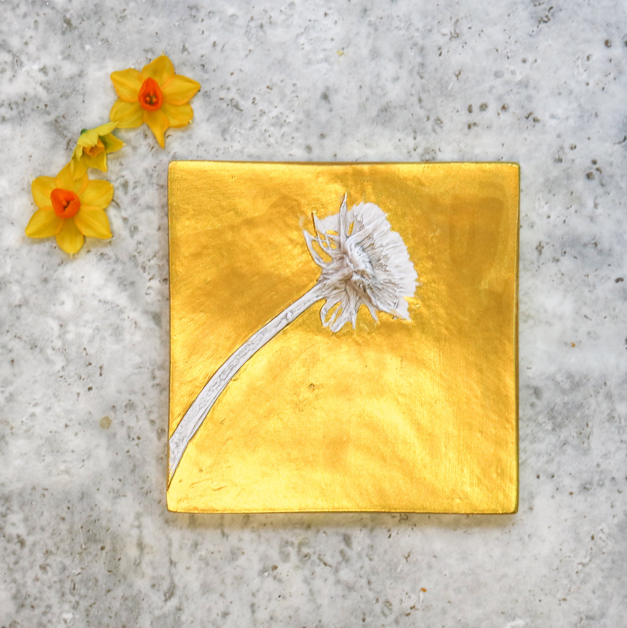 Golden Dandelion Wishes Botanical Cast Wall Hanging