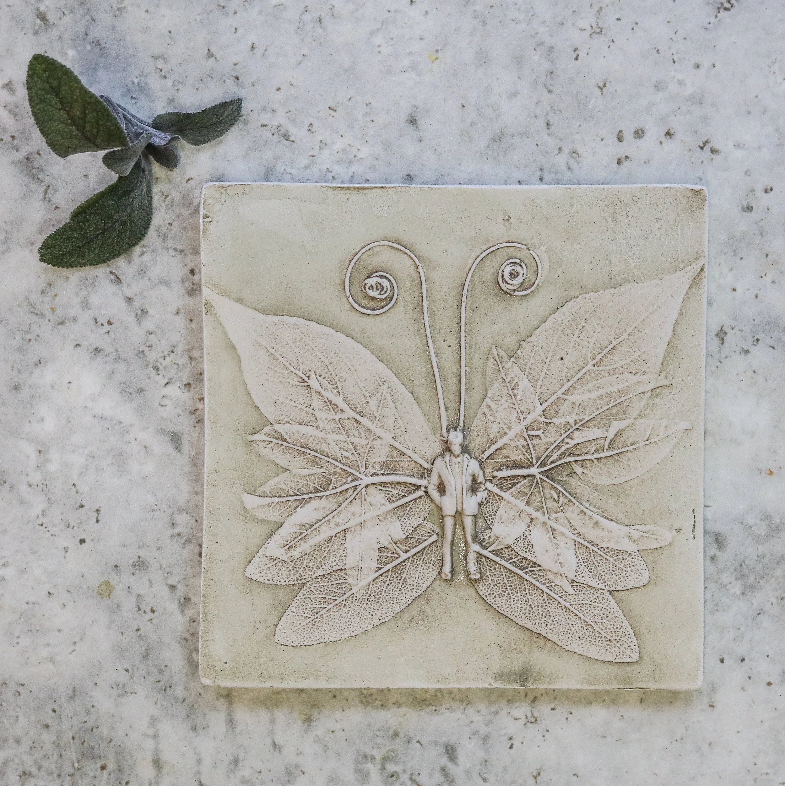 Light Green Fairy Folk Botanical Tile