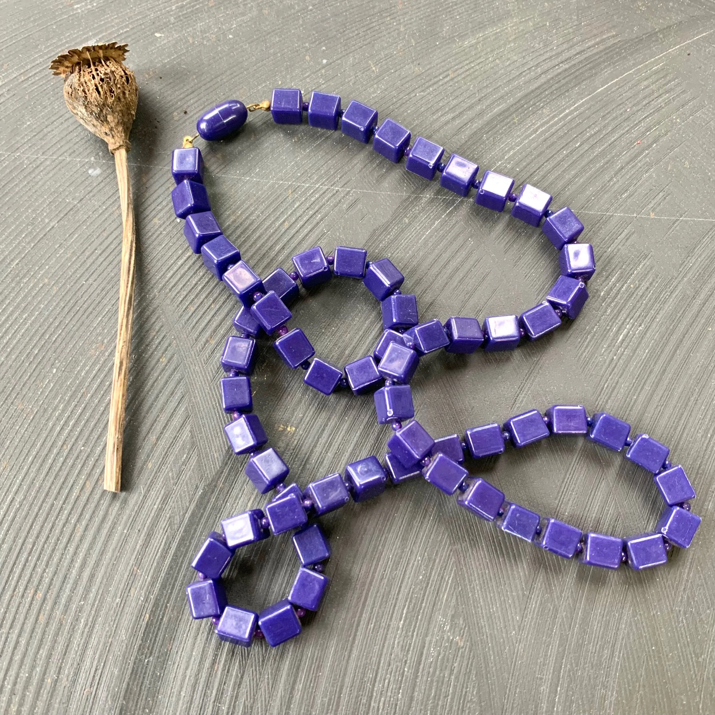 Vintage Blue Celluloid Necklace