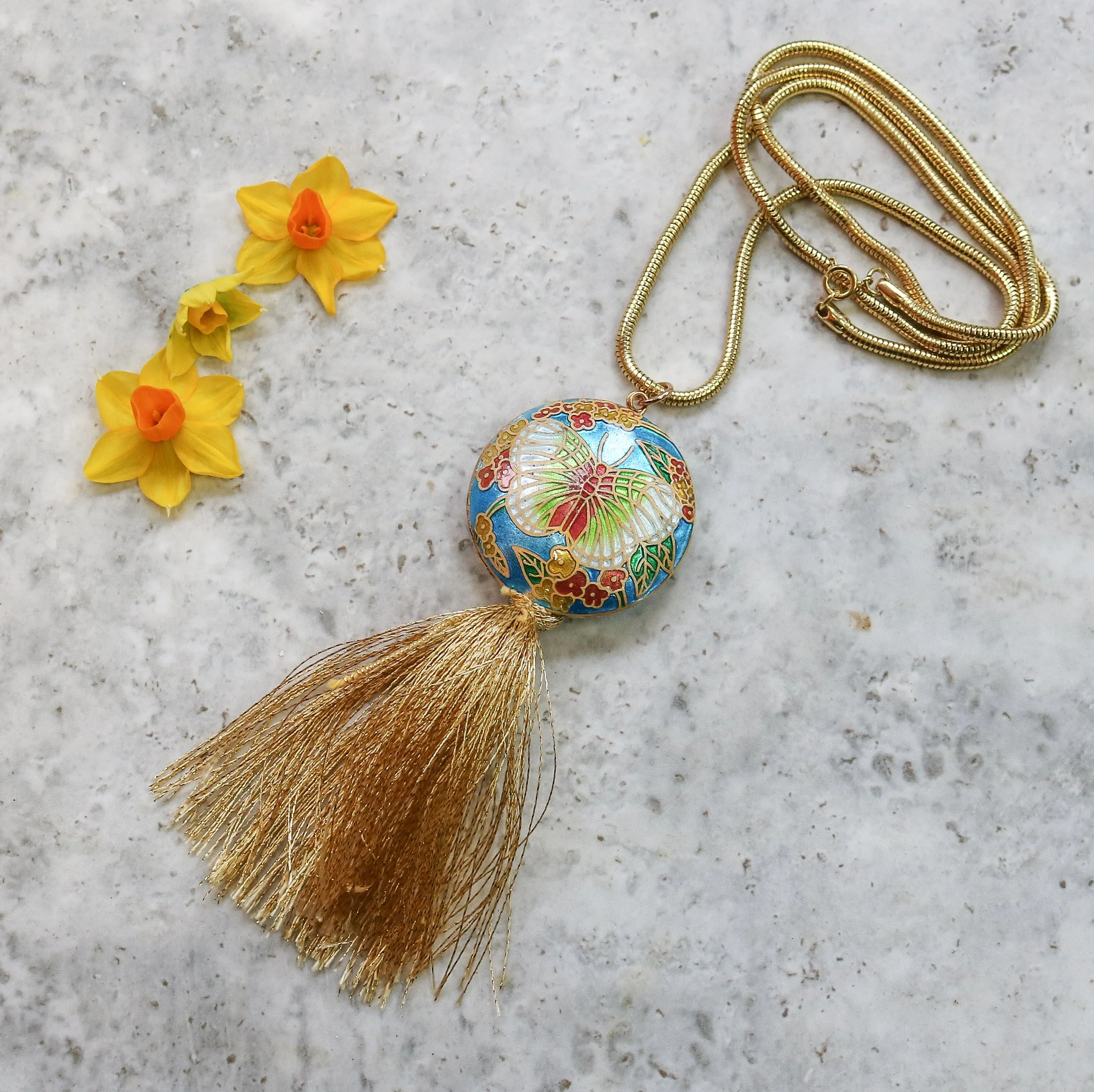 Turquoise Enamel Butterfly Necklace (Discontinued stock)