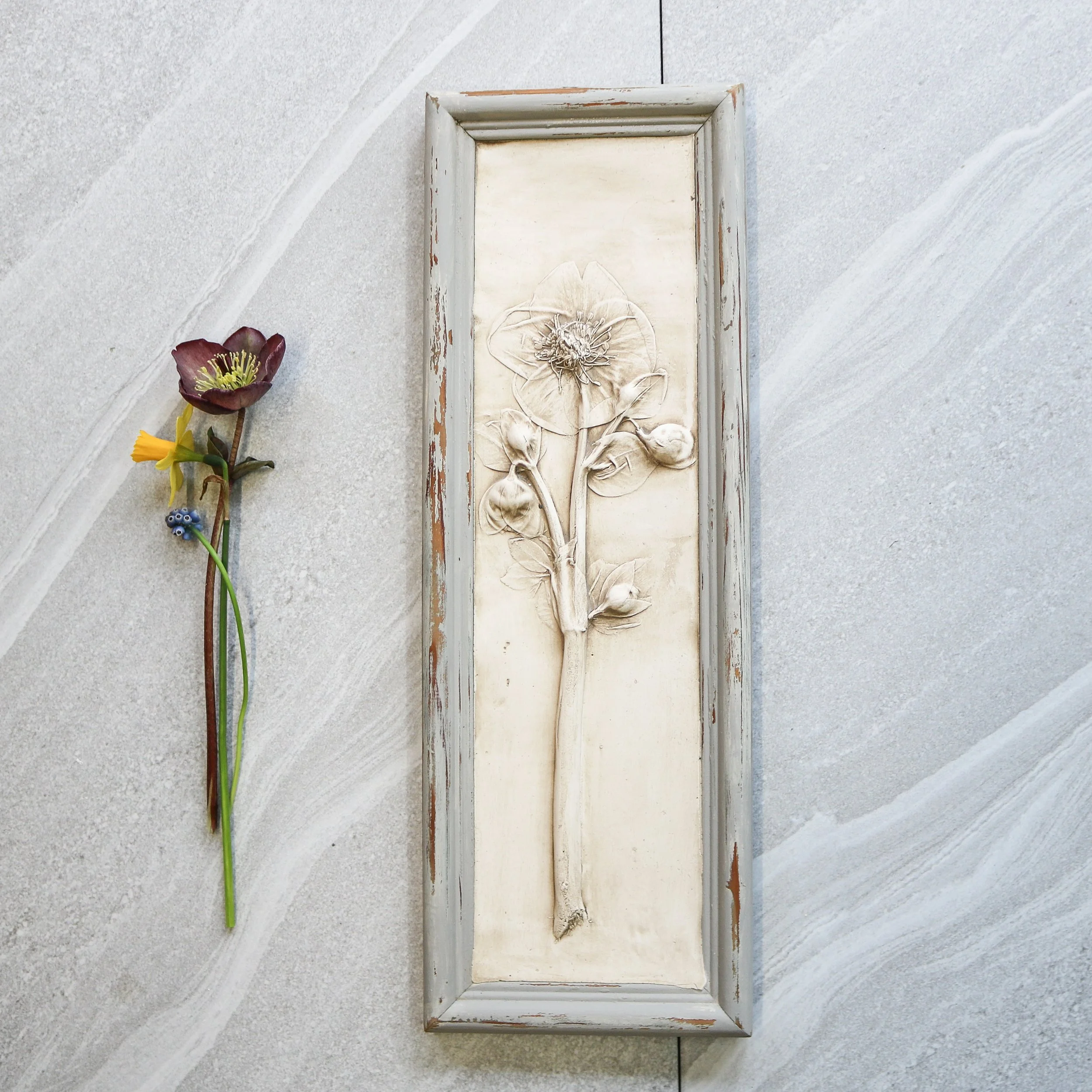 Tall Framed Hellebore Print Wall Hanging