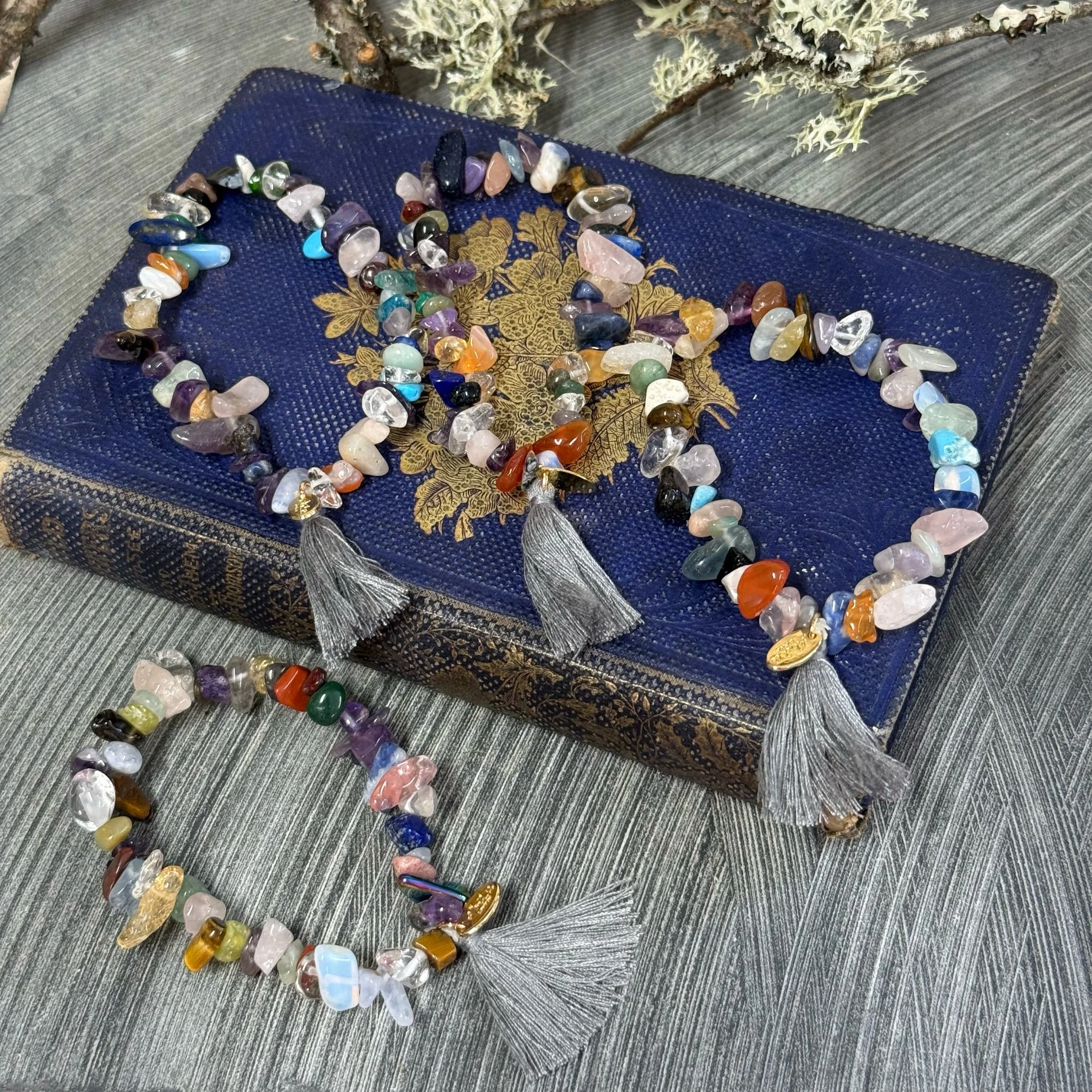 Semi precious stone bracelet with tassel