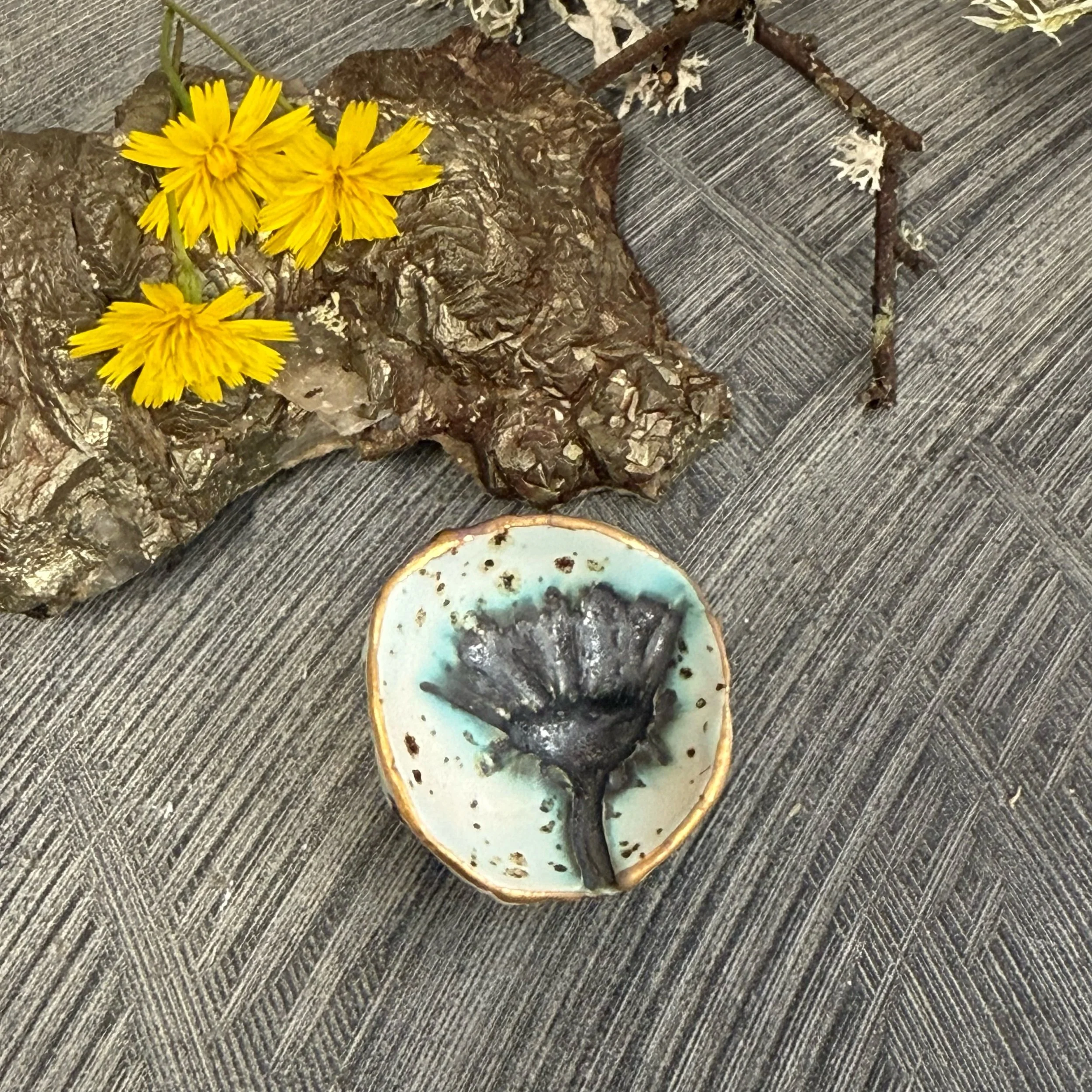 mini round dandelion ceramic Pebble Bowl