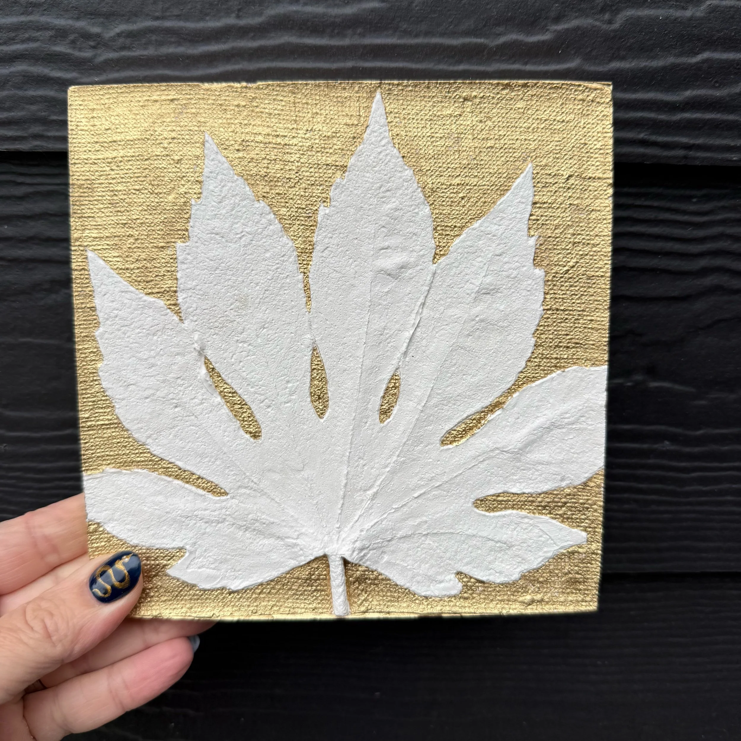 Ltd Edition Golden Original Fatsia Botanical Cast Wall Hanging