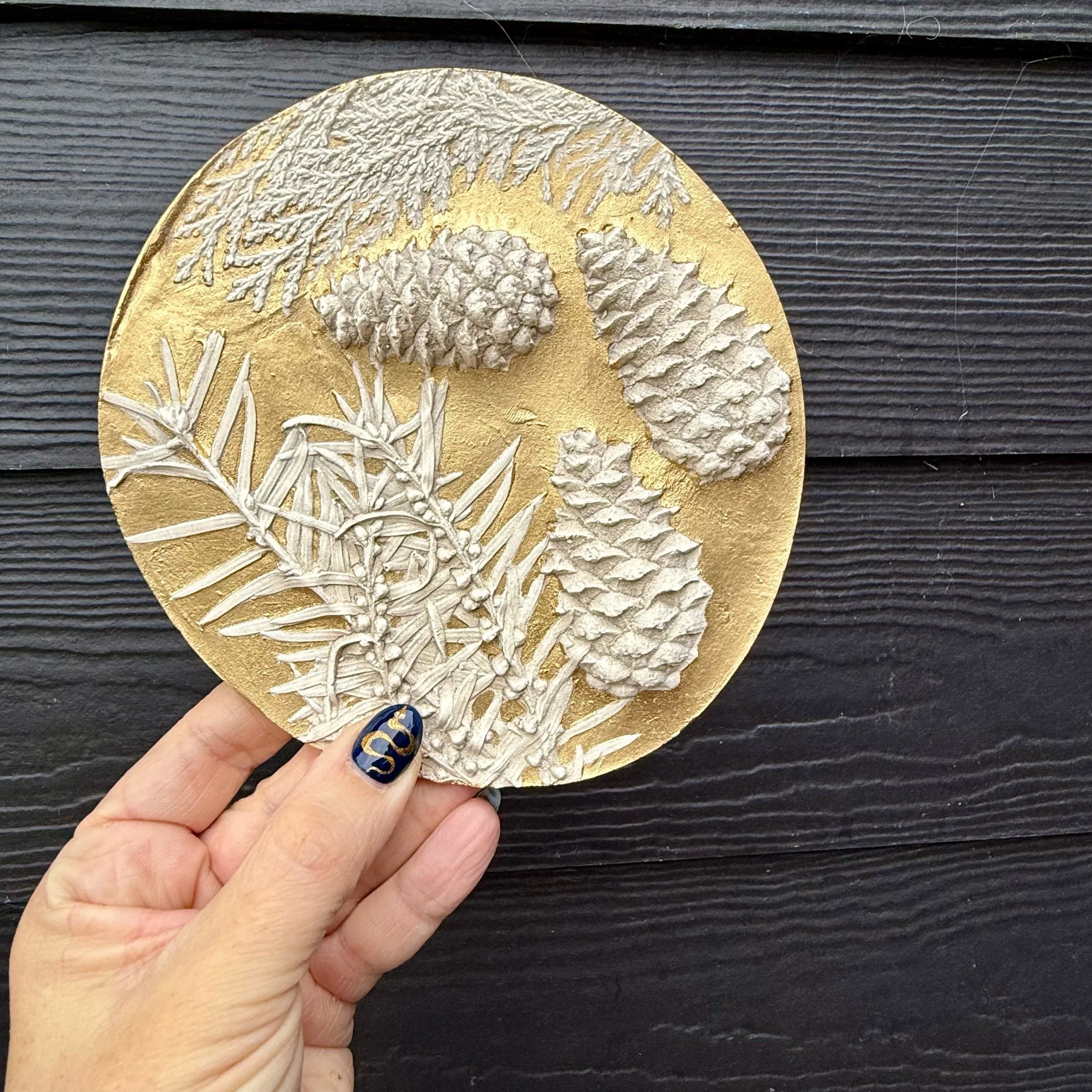 Golden Festive Spirit Pine Cone Botanical Print