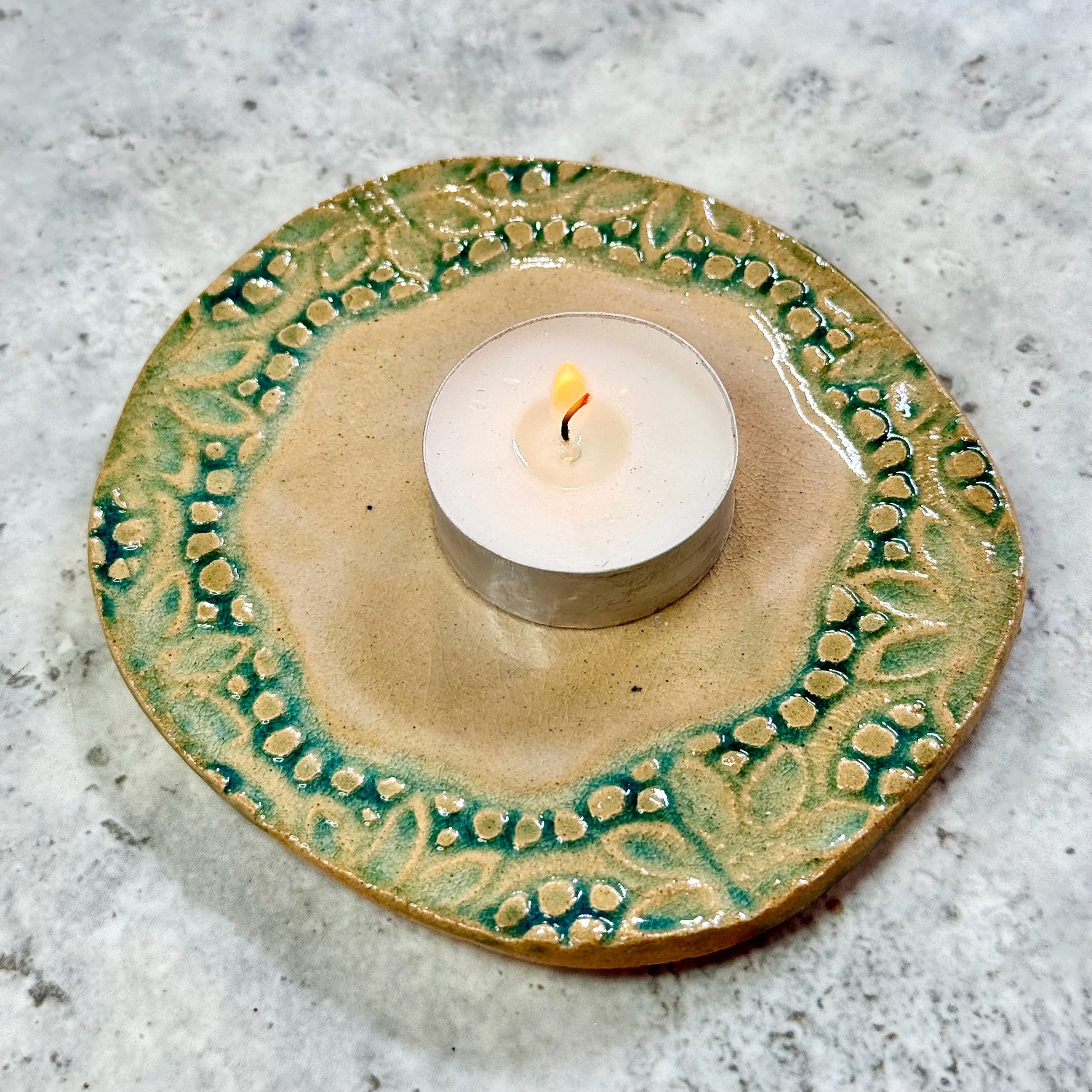 Lace Ceramic plant Mat or candle coaster (Sample)