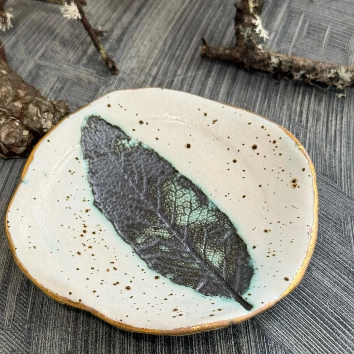 Large round sage ceramic Pebble Bowl