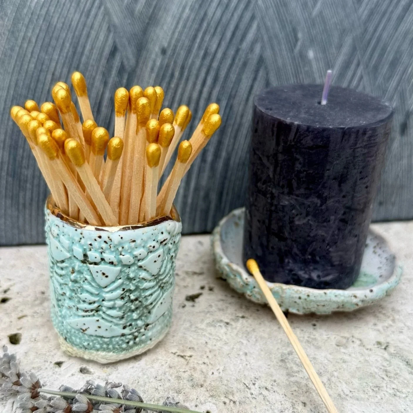 Large Ceramic Lace Match Pot