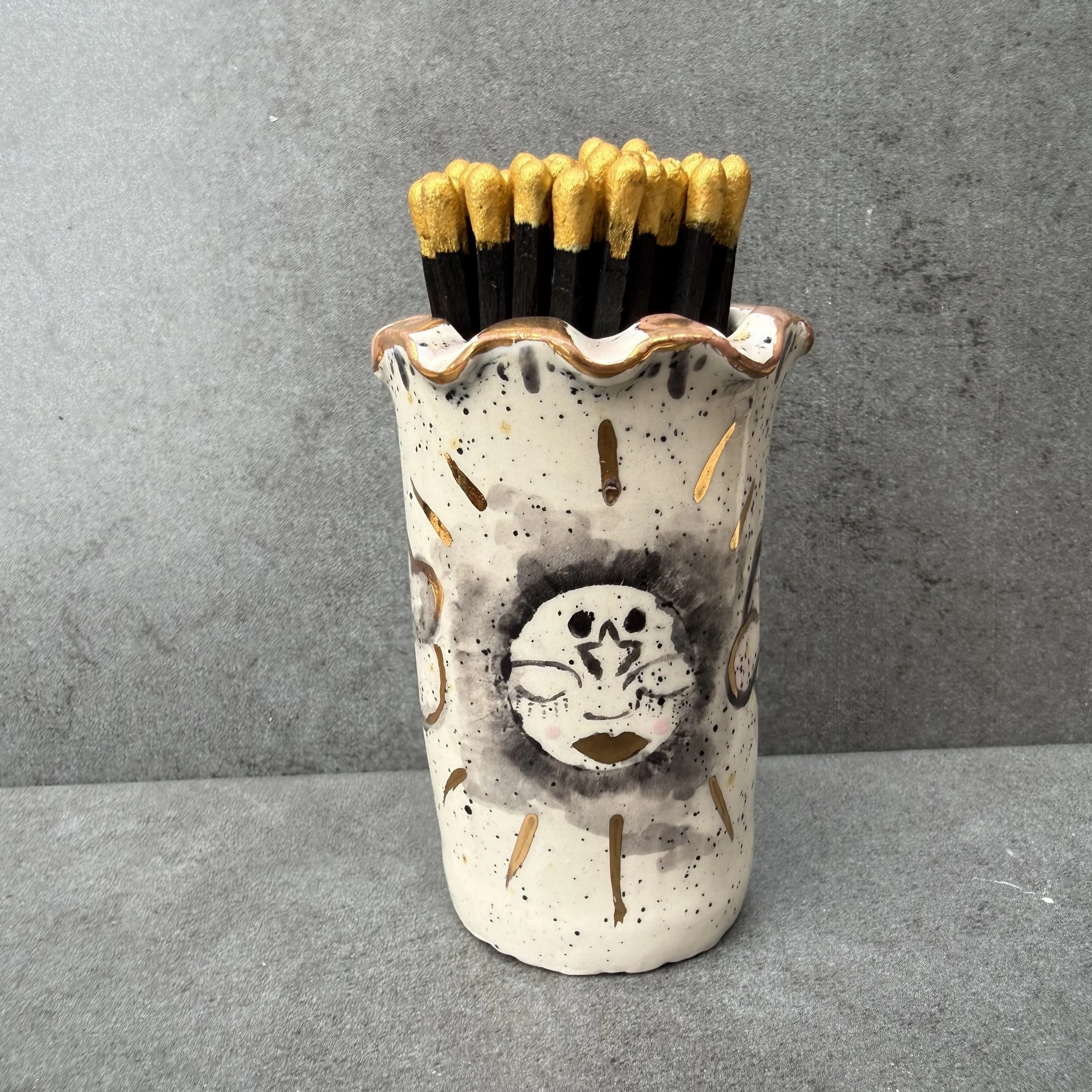 Ceramic Match Pot - Lucent Moon Goddess of Shining Light Vase