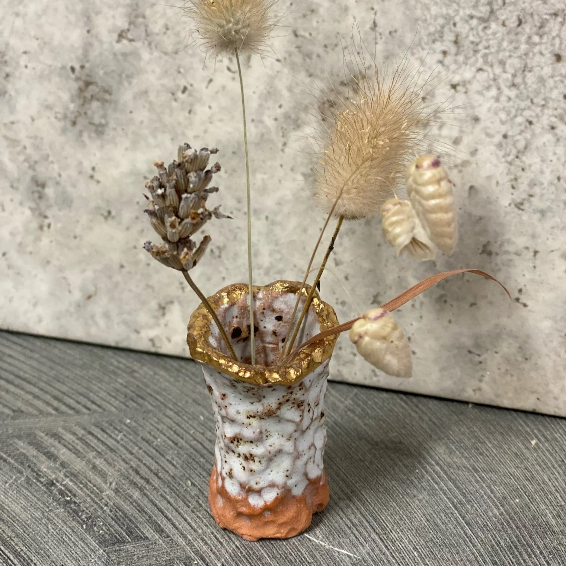 Mini ceramic terracotta finger vase