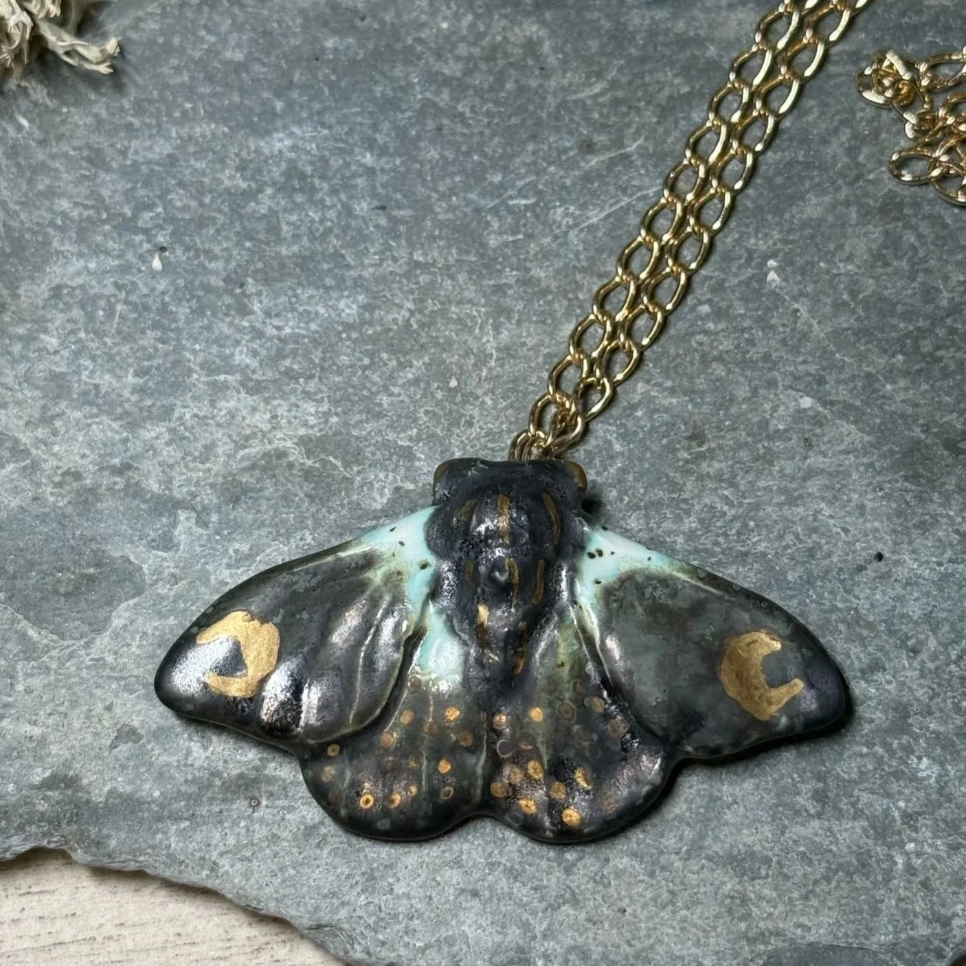 Ceramic Moon Moth Necklace